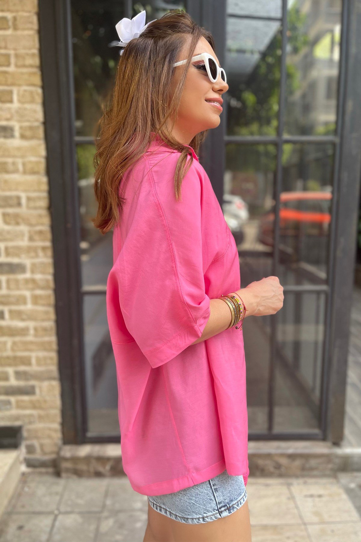 Oversize Pembe Gömlek