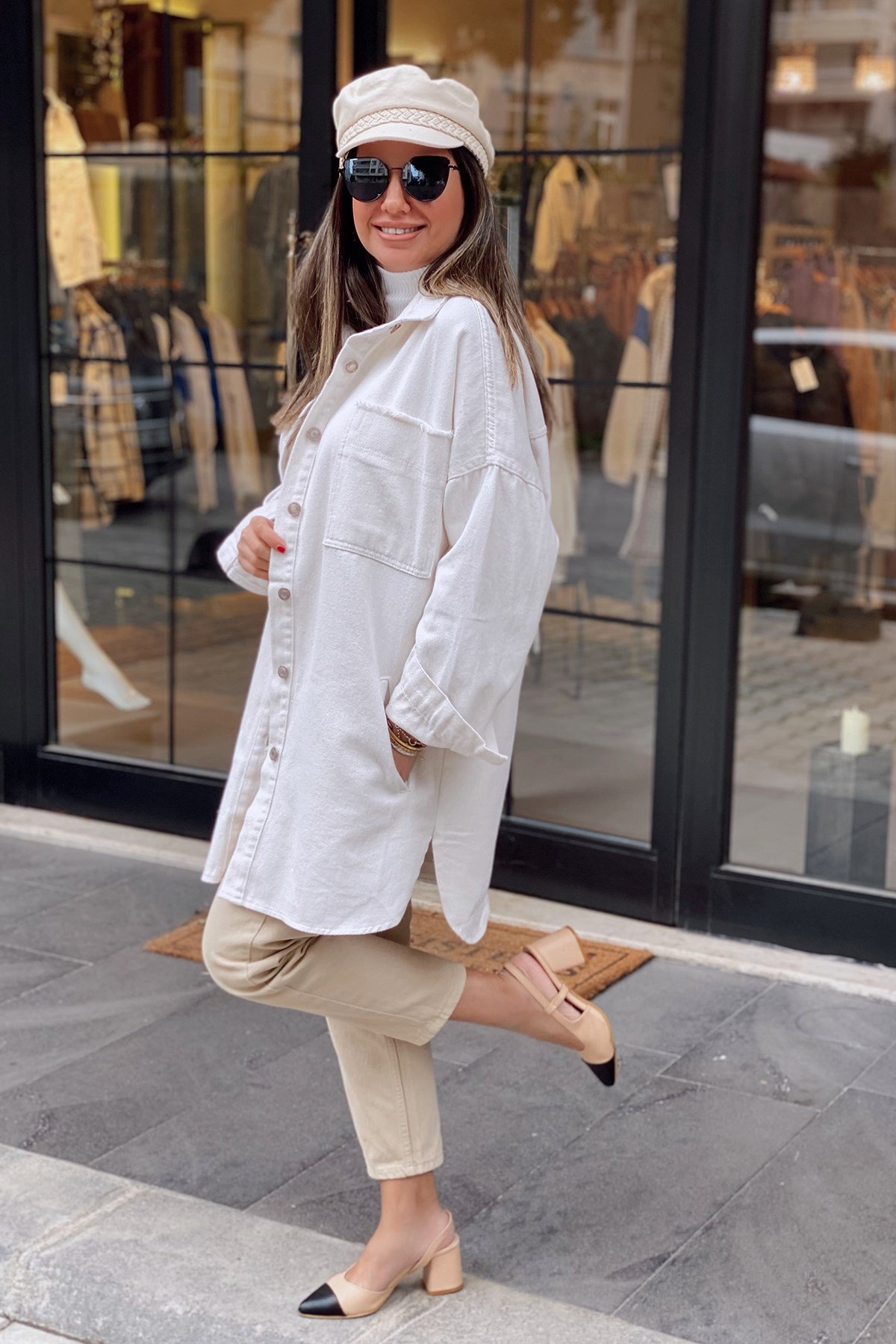 Oversize Taş Renk Ceket