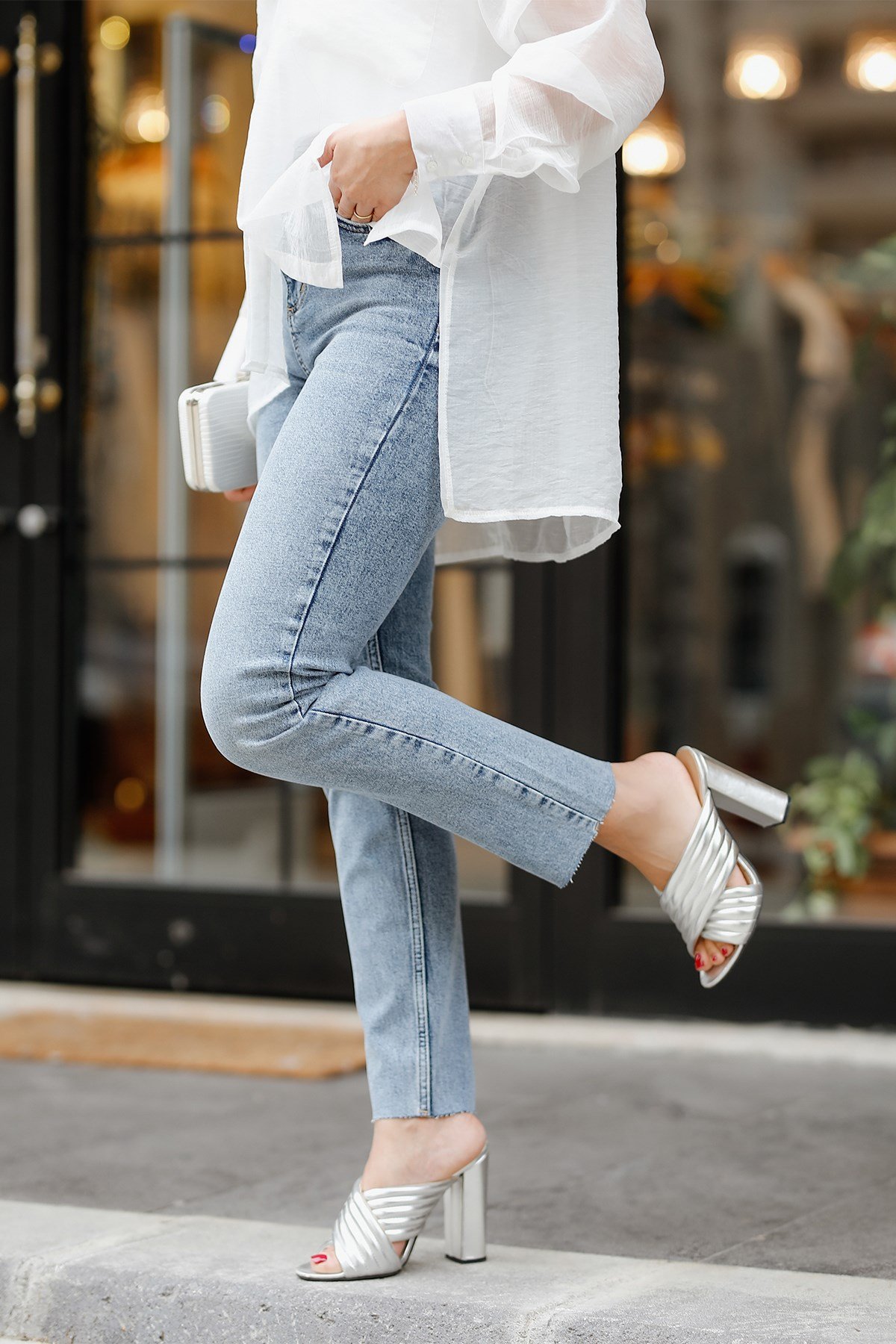 Paça Kesik Kot Pantolon