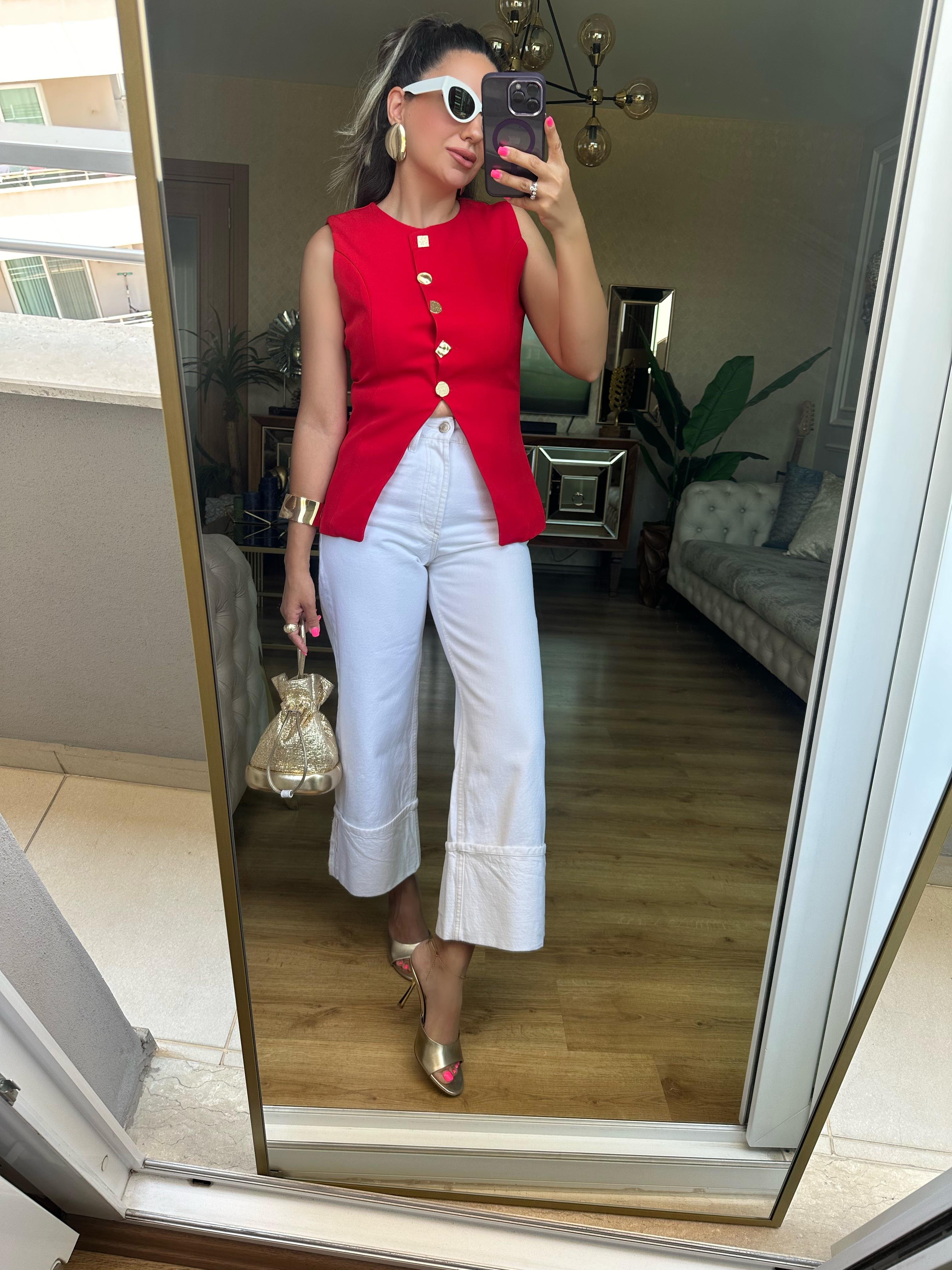 Paçası Katlı Orj Marka Beyaz Jean