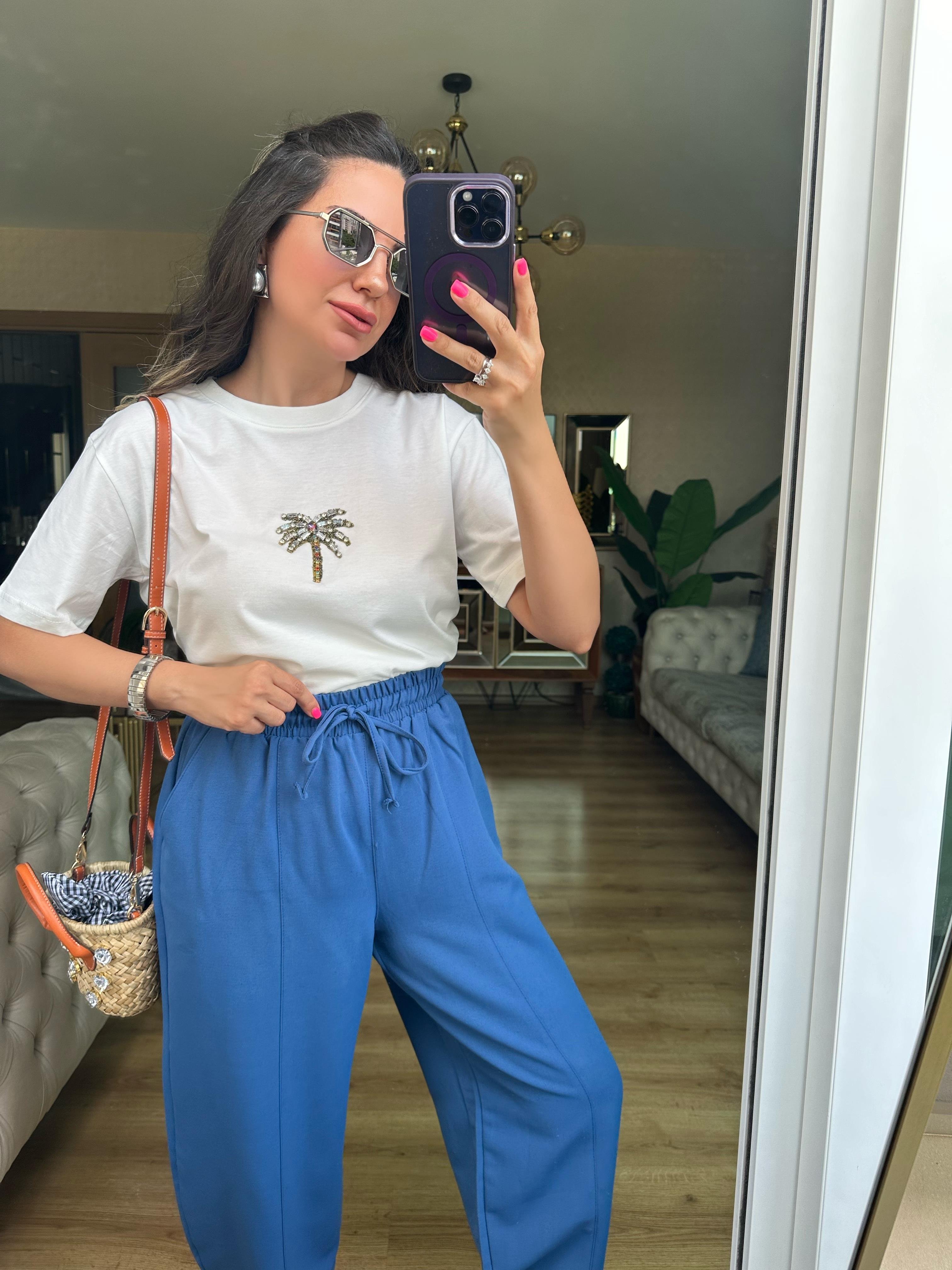Palmiye Taşlı Tshirt