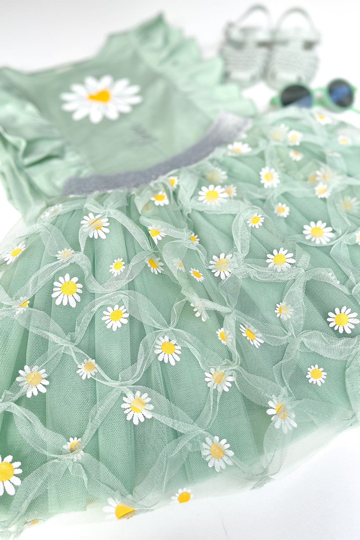 Papatyalı Yeşil Etek Takım