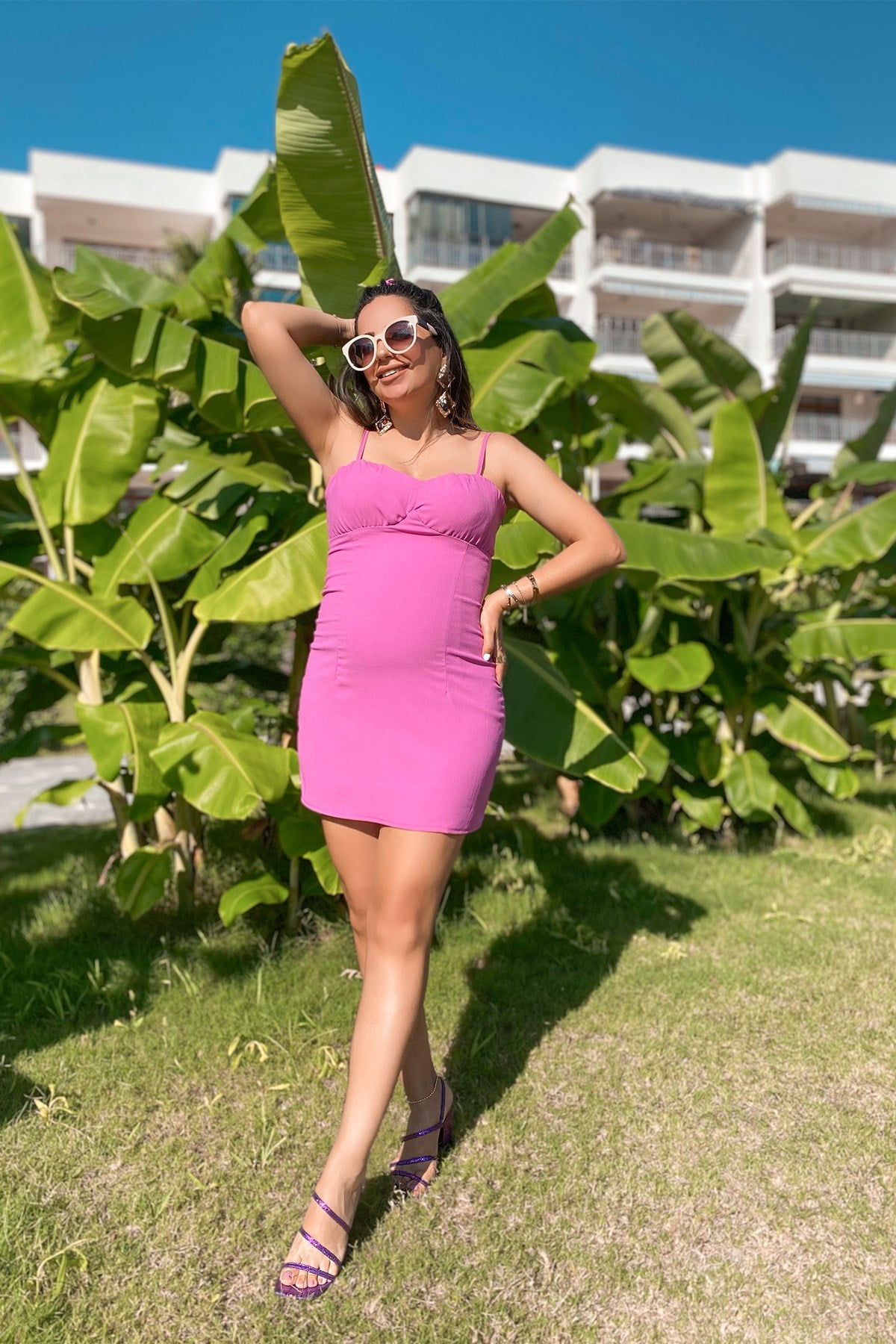 Pembe Ayrobin Mini Elbise