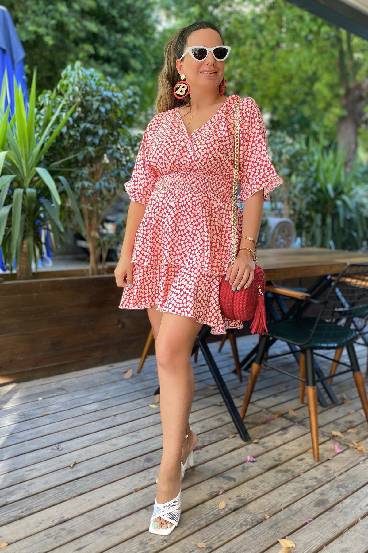 Pembe Beli Lastikli Elbise