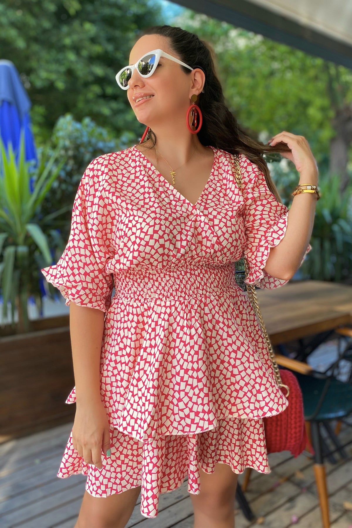 Pembe Beli Lastikli Elbise