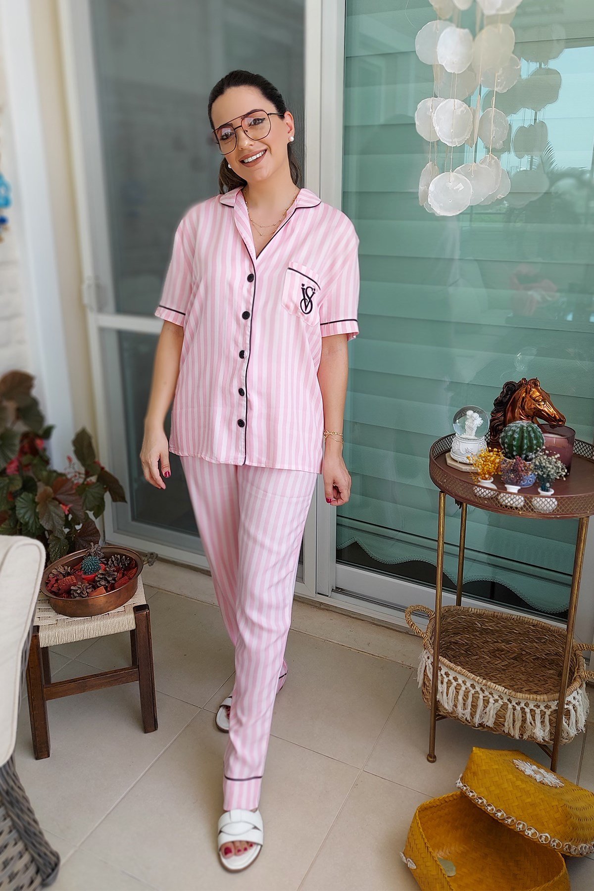 Pembe Çizgili Pijama Takımı