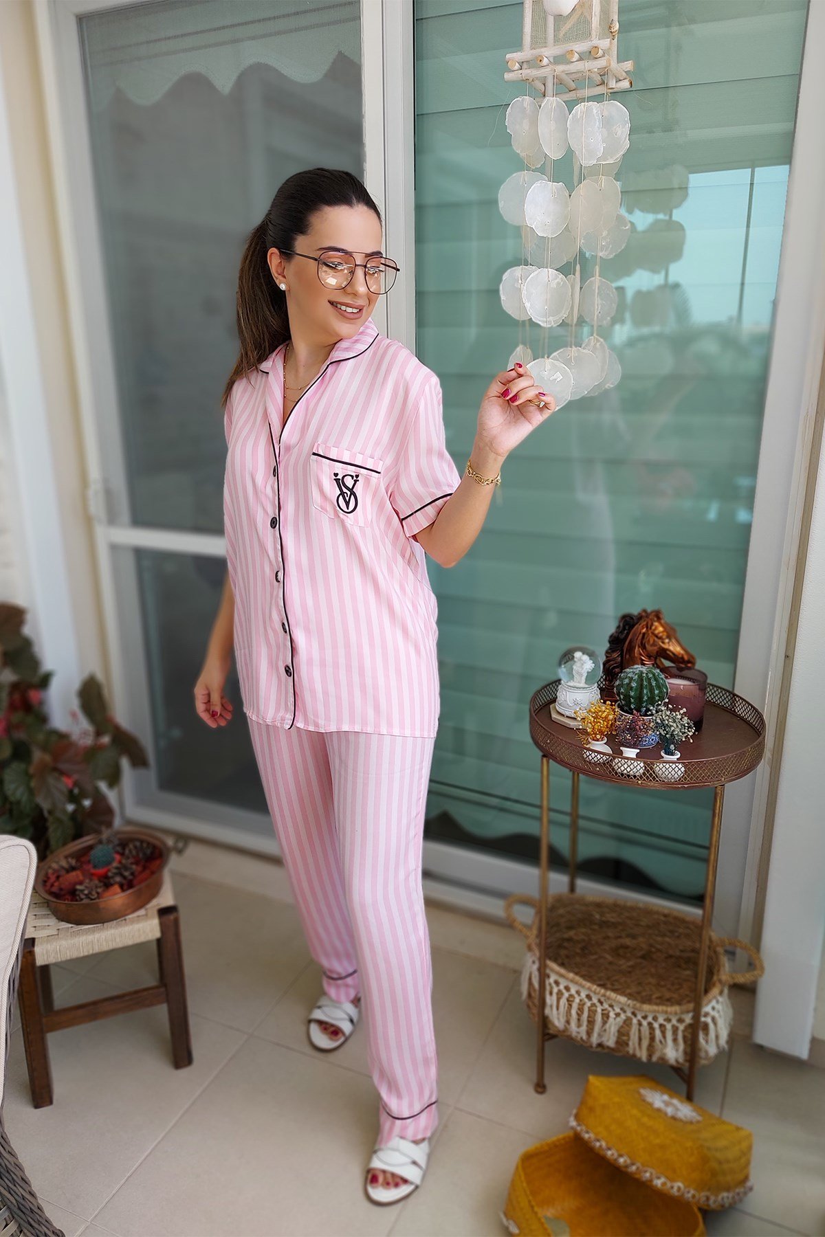 Pembe Çizgili Pijama Takımı
