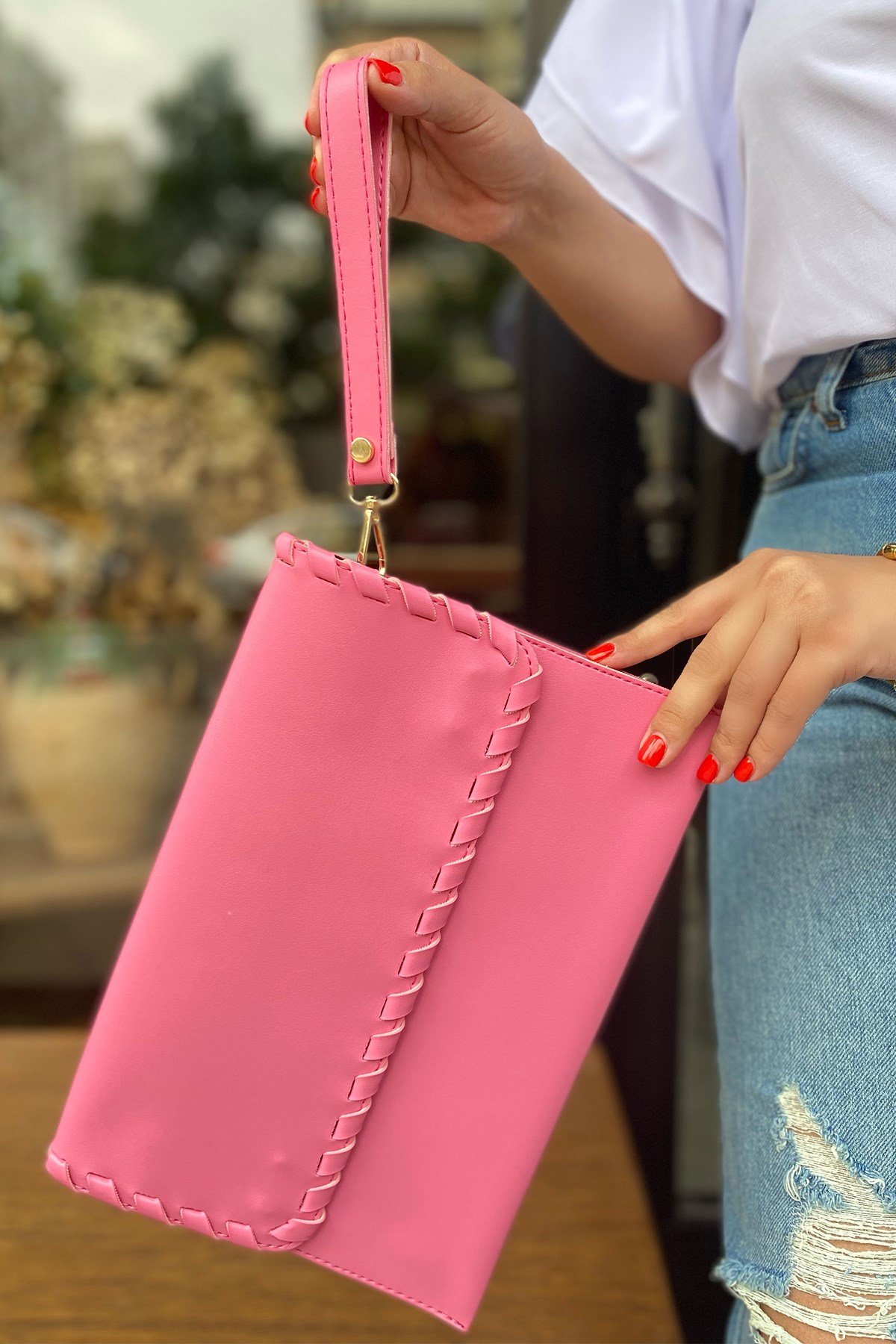 Pembe Clutch Çanta
