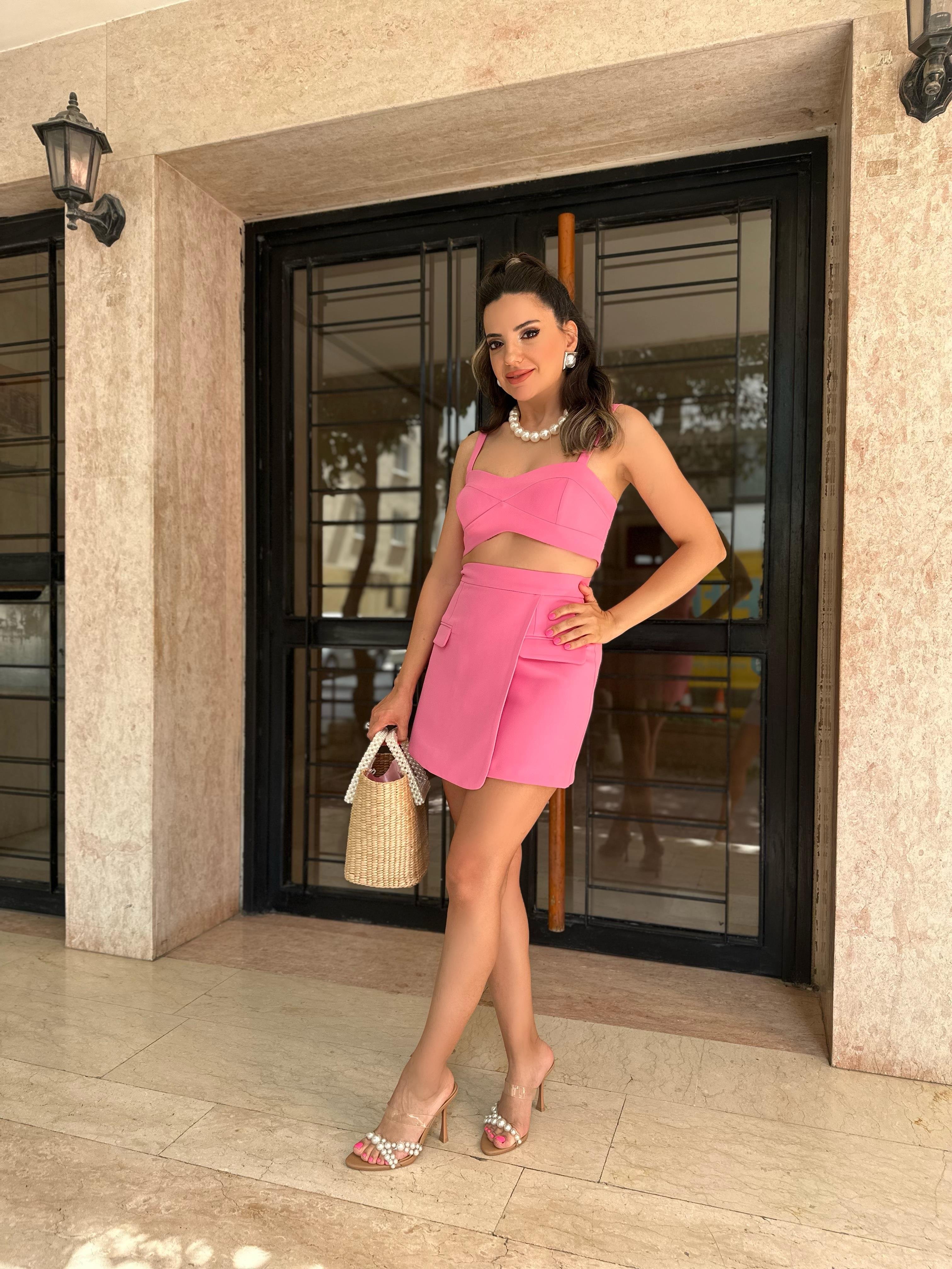 Pembe Crop Etek Takım