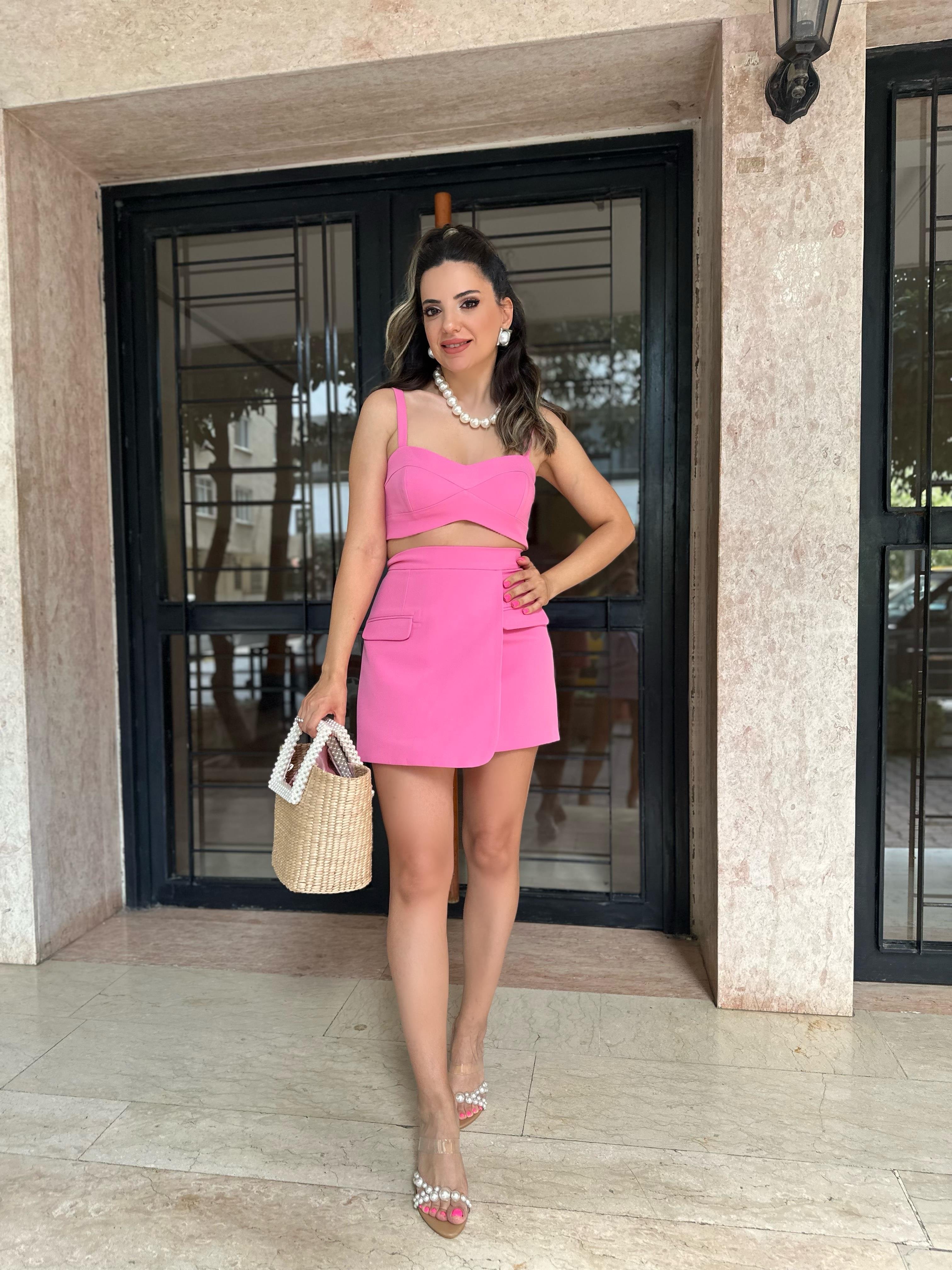 Pembe Crop Etek Takım