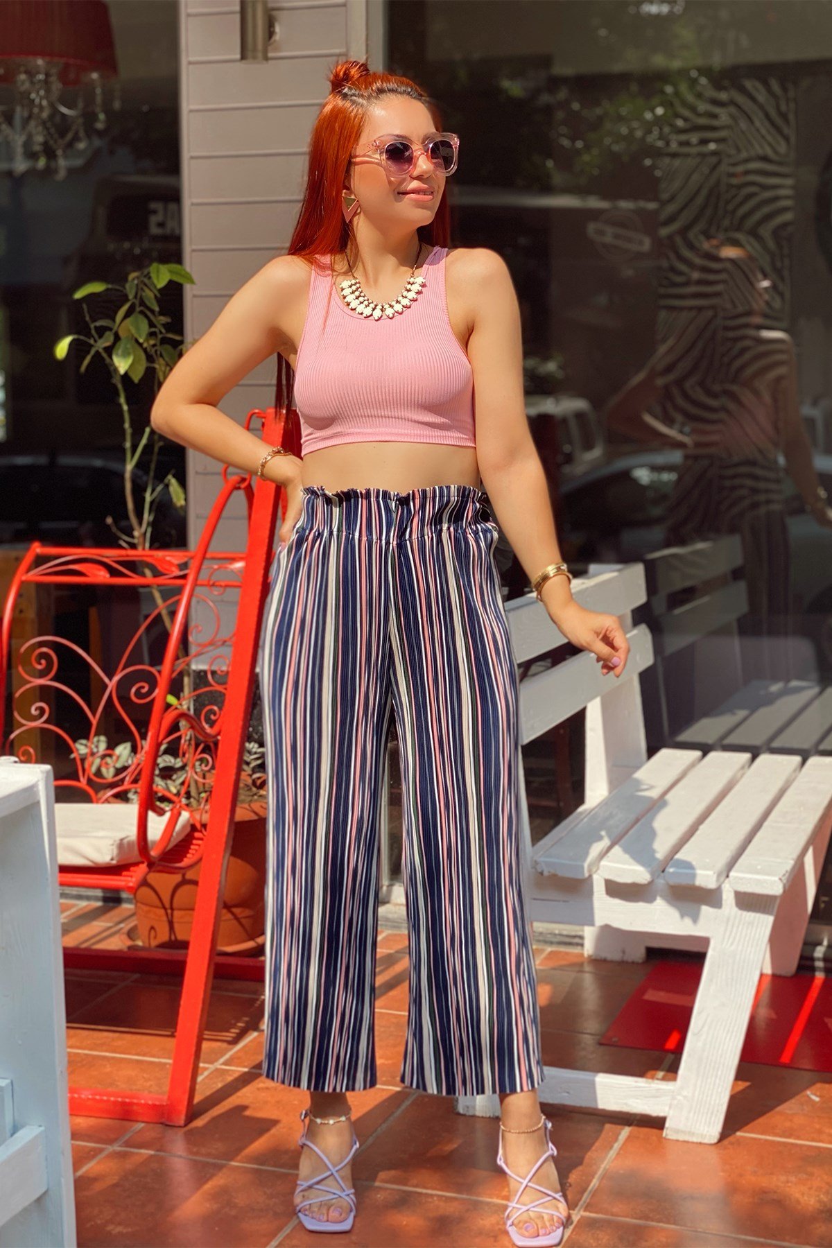 Pembe Fitilli Crop Top