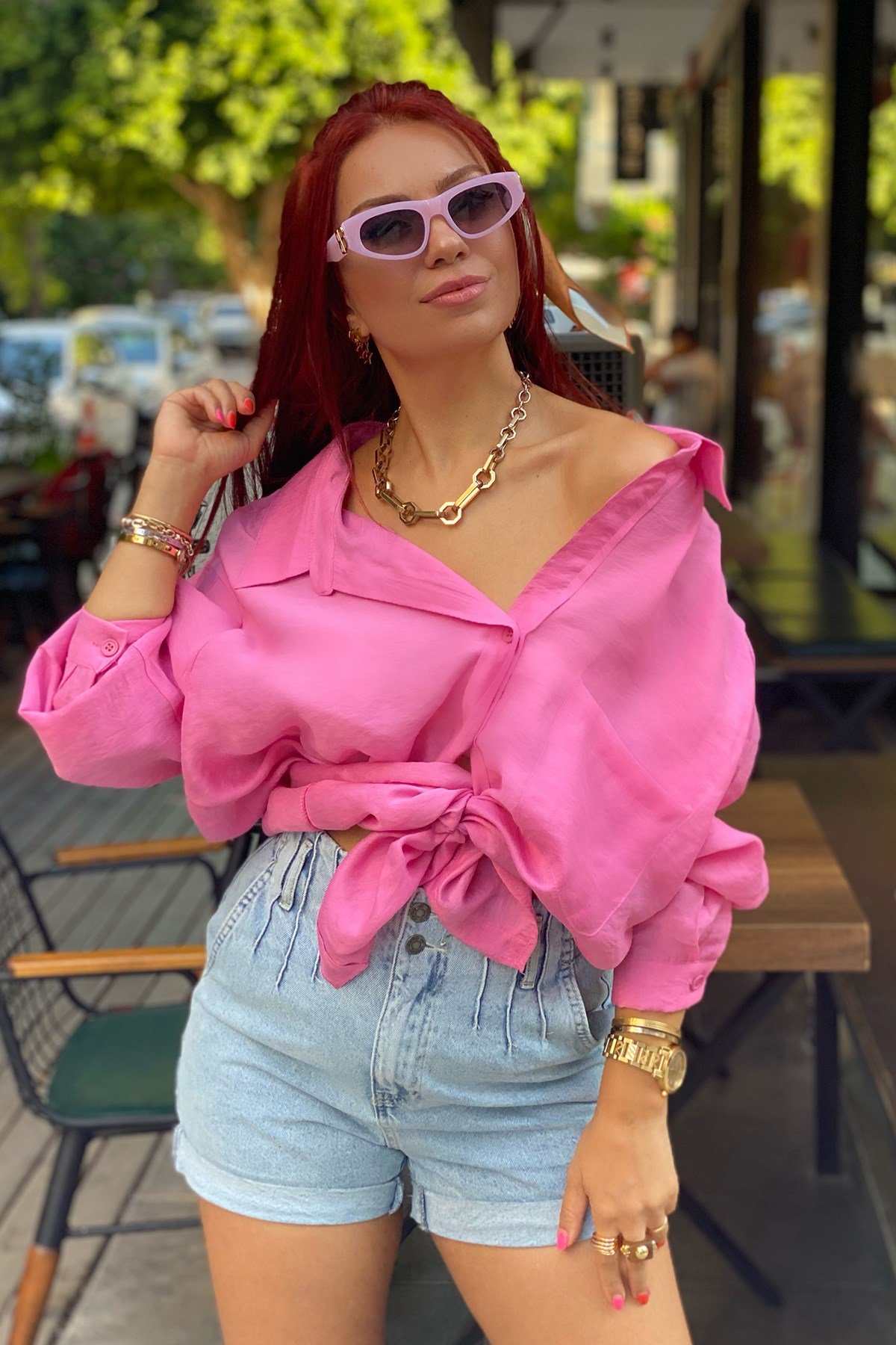 Pembe Oversize Gömlek