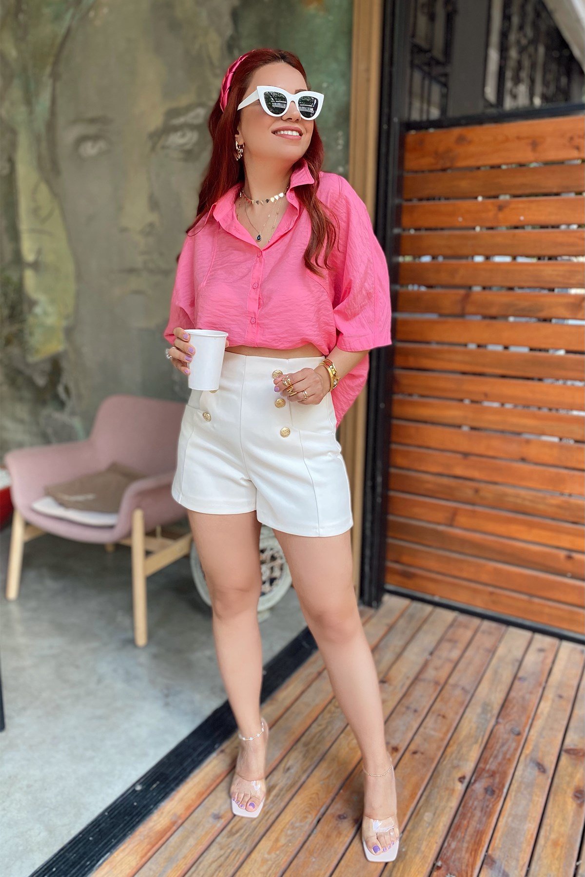 Pembe Oversize Gömlek