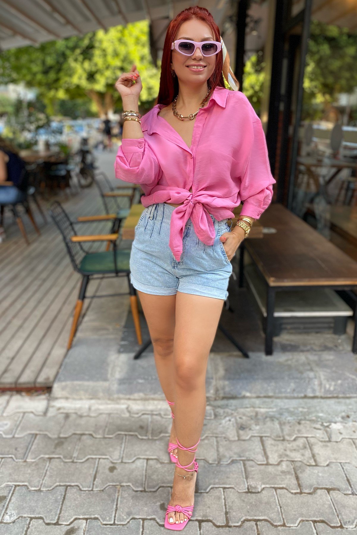 Pembe Oversize Gömlek