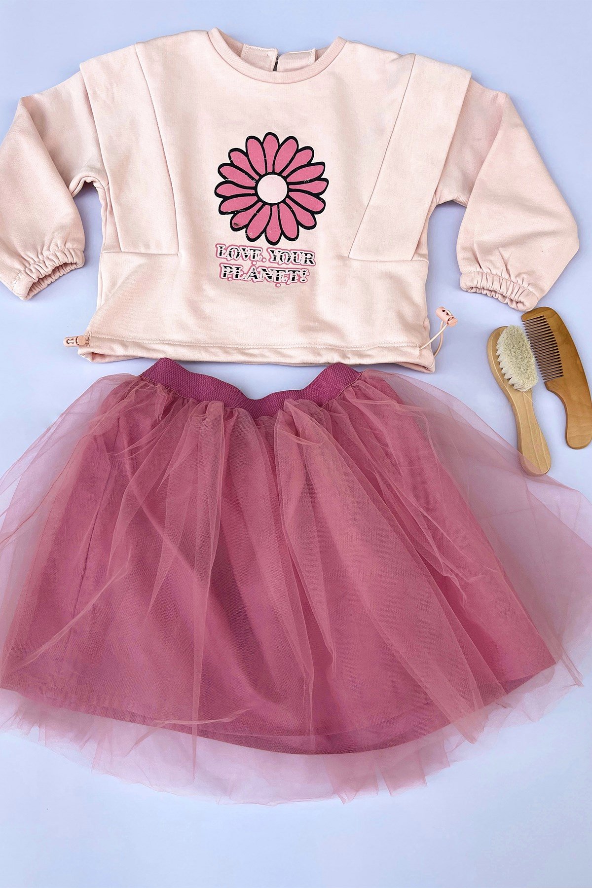 Pembe Papatya Baskılı Tütü Takım