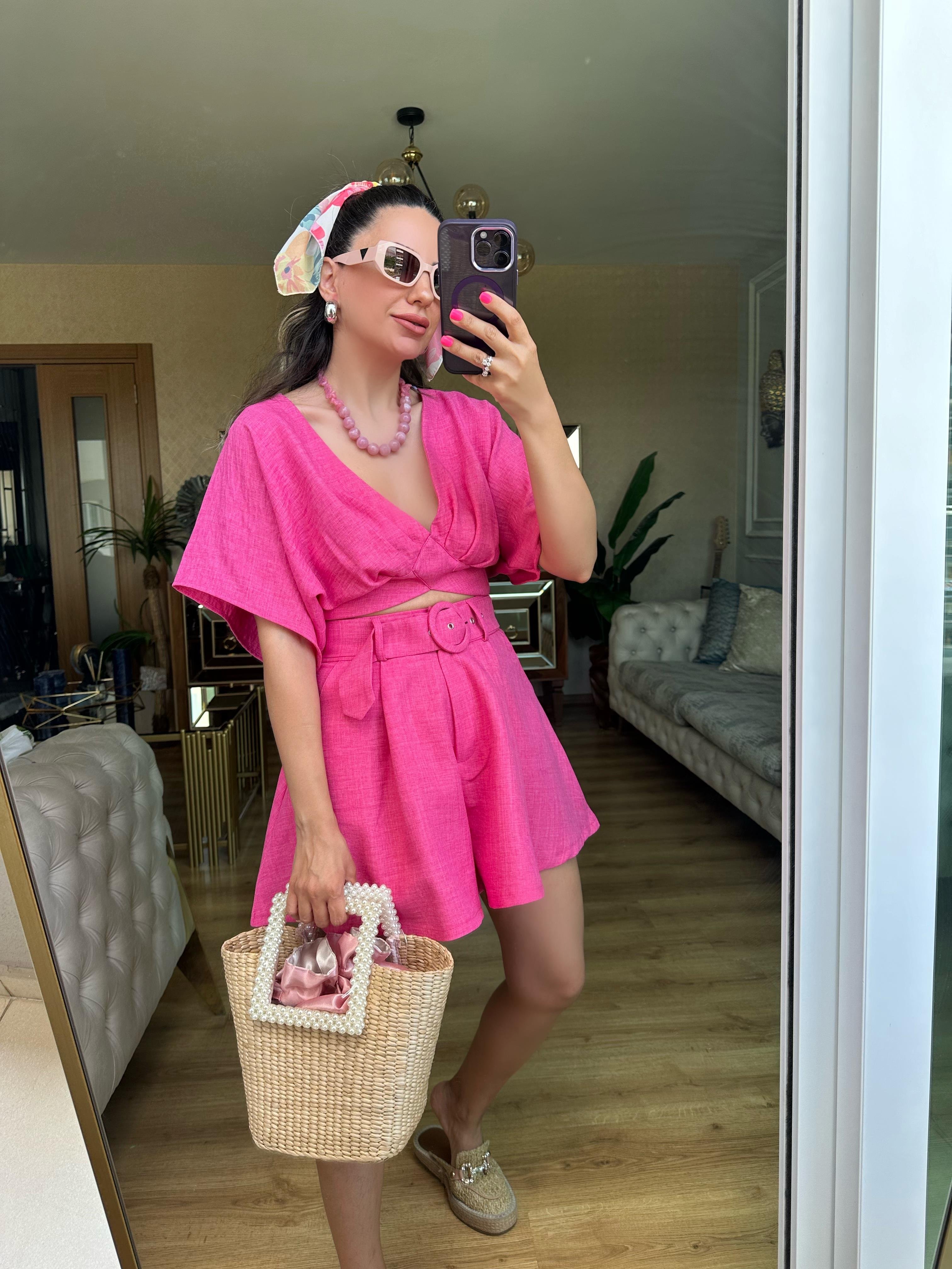 Pembe Şort Bluz Takım
