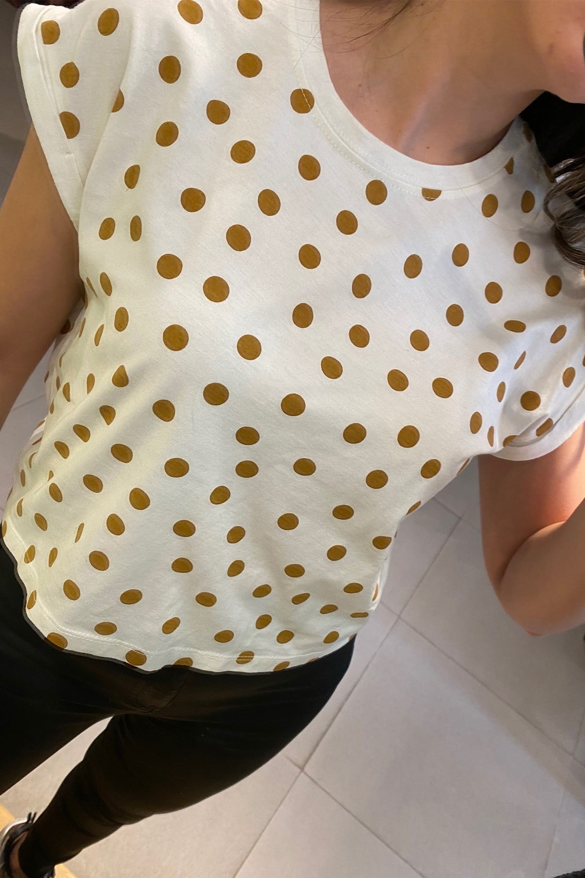 Puantiyeli Kahve Basic Tshirt