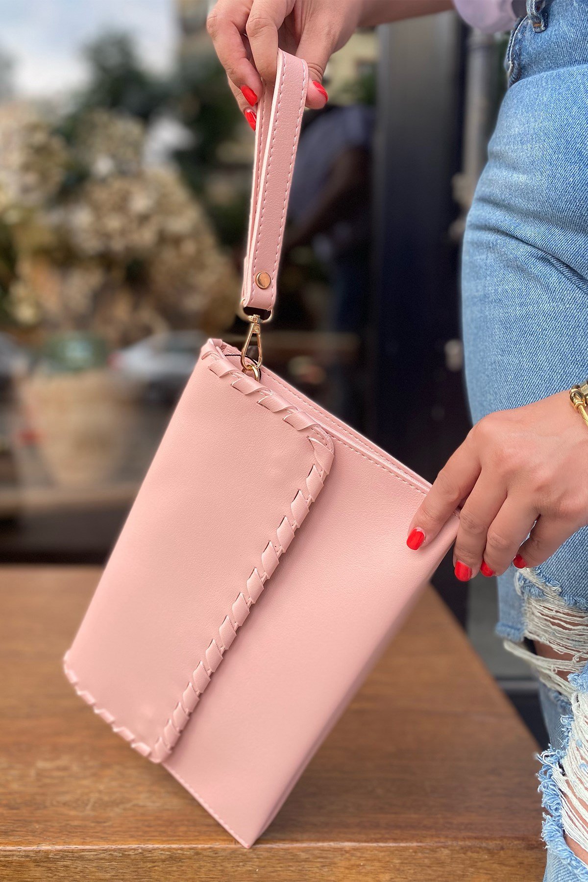 Pudra Pembe Clutch Çanta