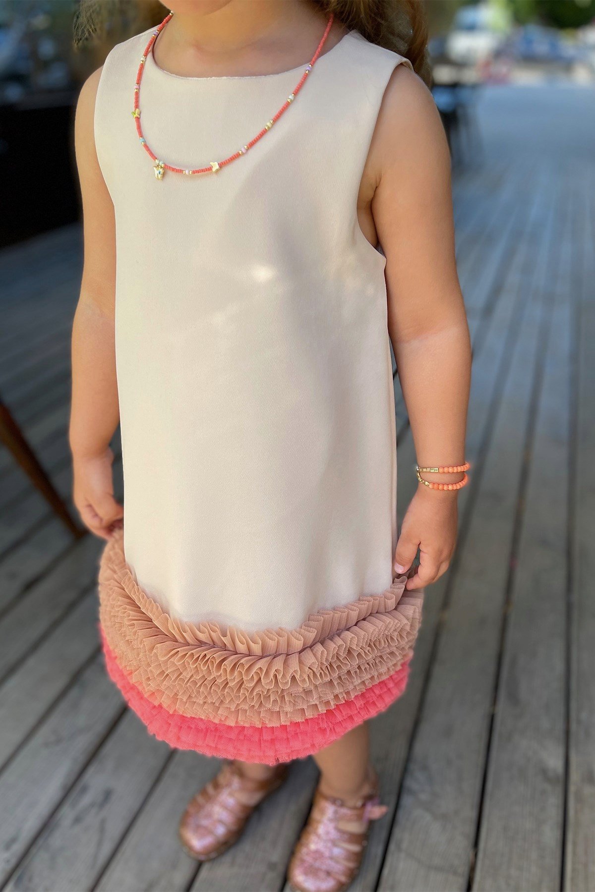 Renkli Fırfırlı Elbise