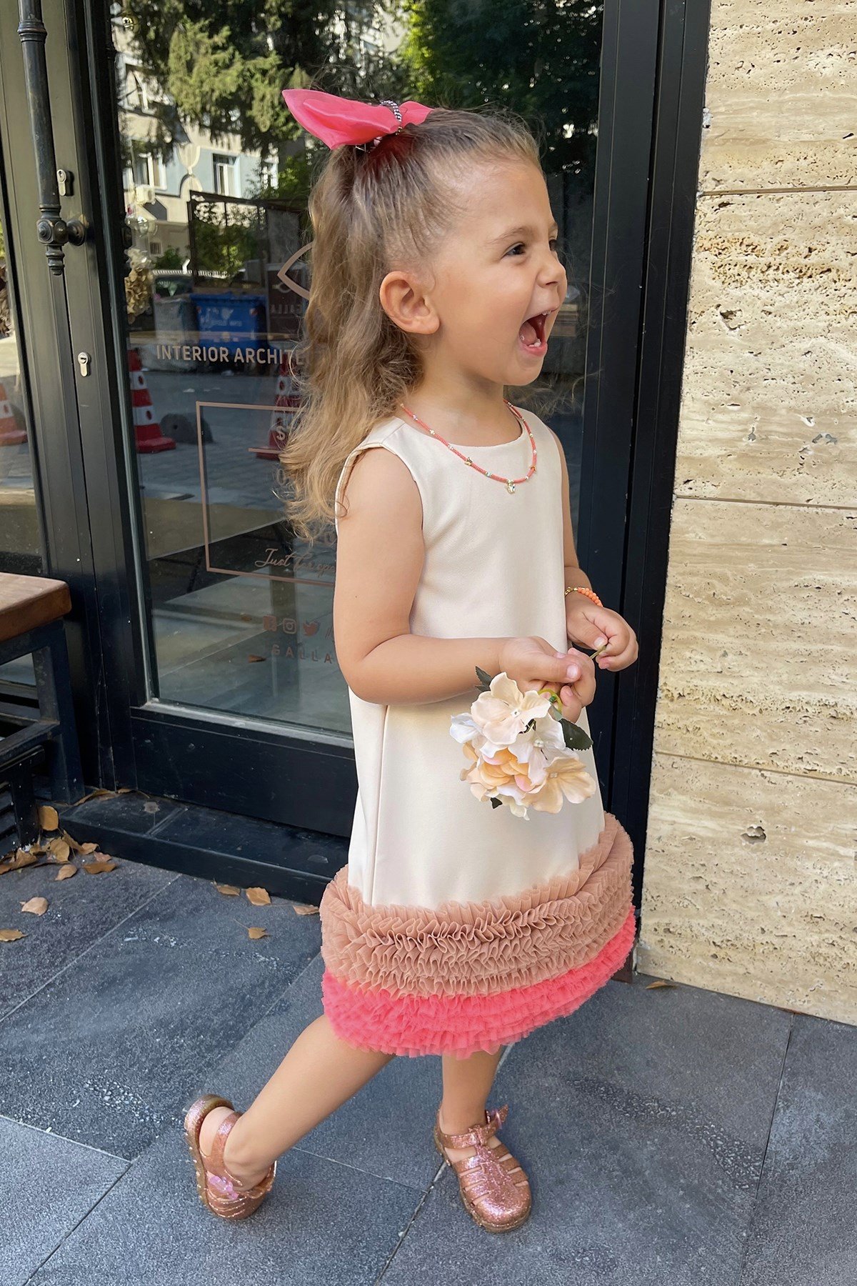 Renkli Fırfırlı Elbise