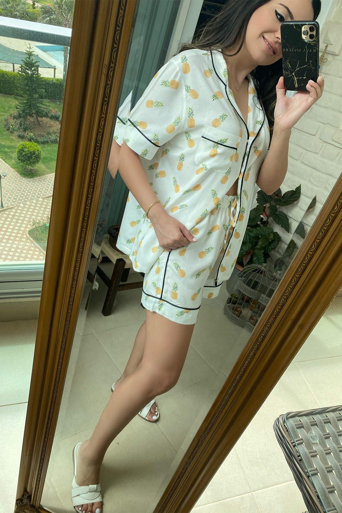 Sarı Ananaslı Pijama Takım