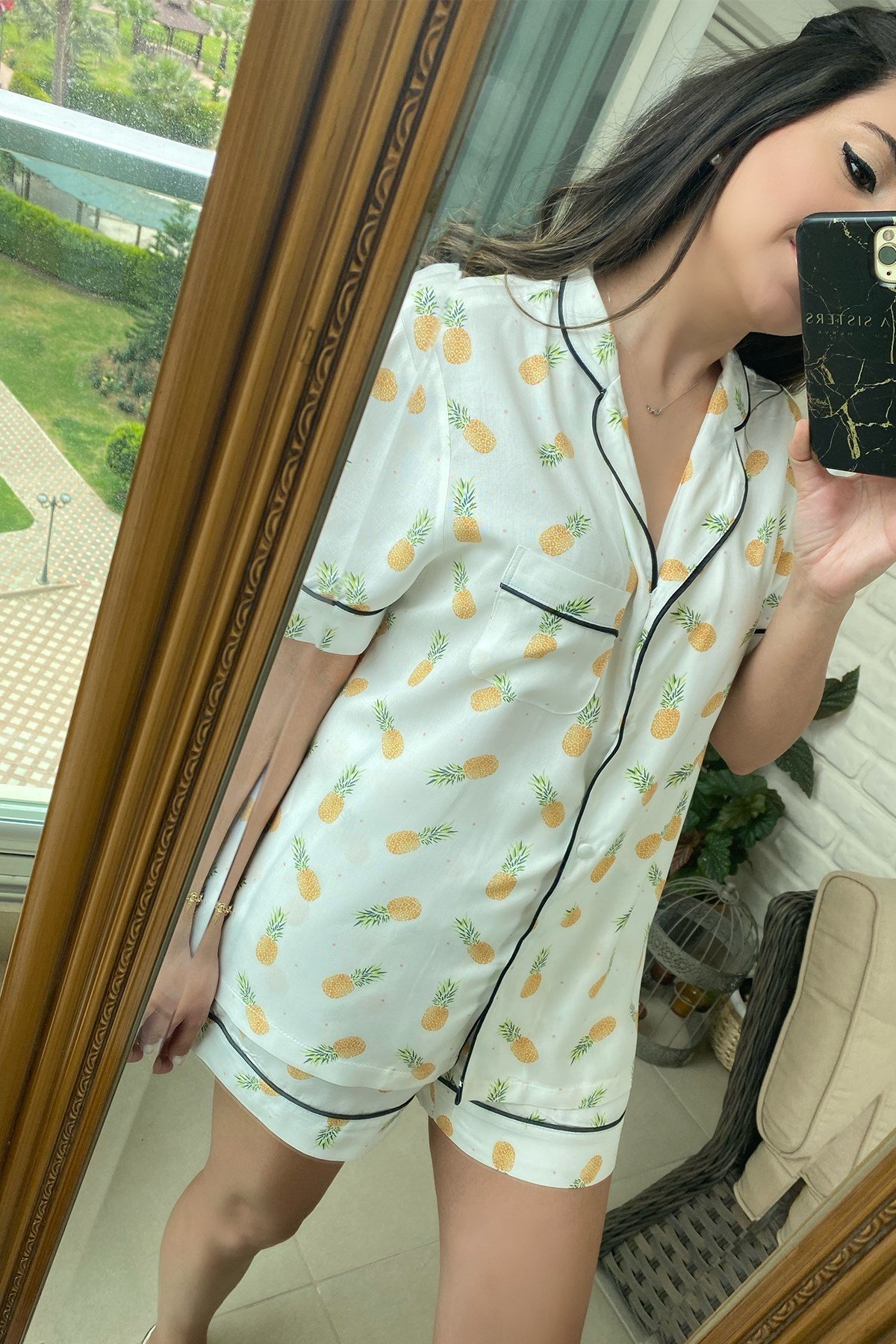 Sarı Ananaslı Pijama Takım
