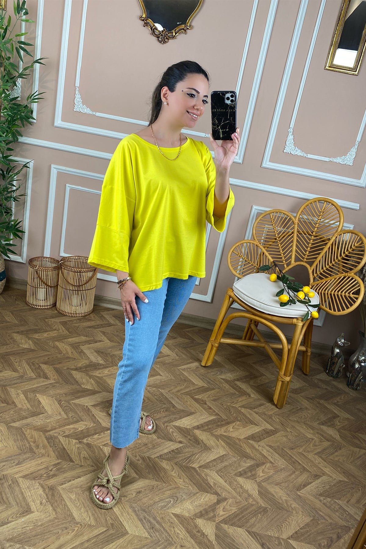 Sarı Basic Salaş Tshirt