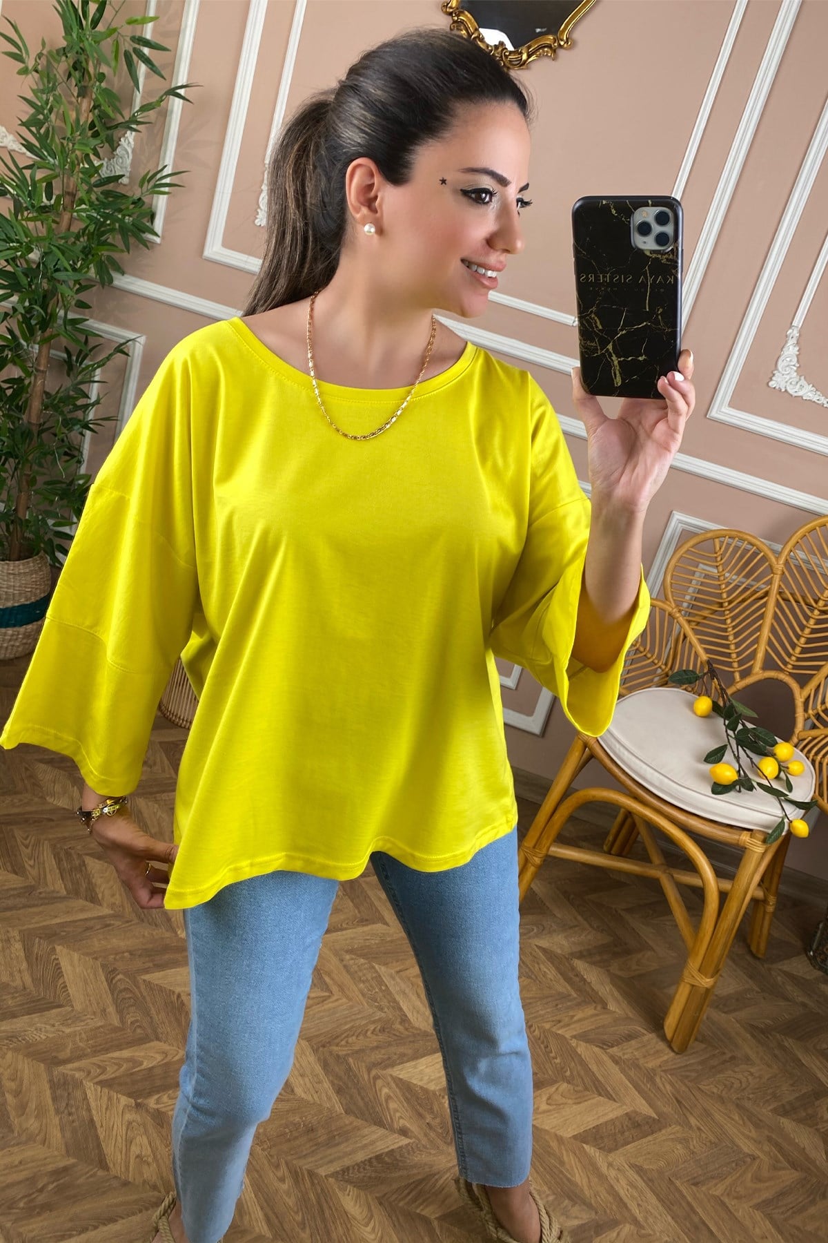 Sarı Basic Salaş Tshirt