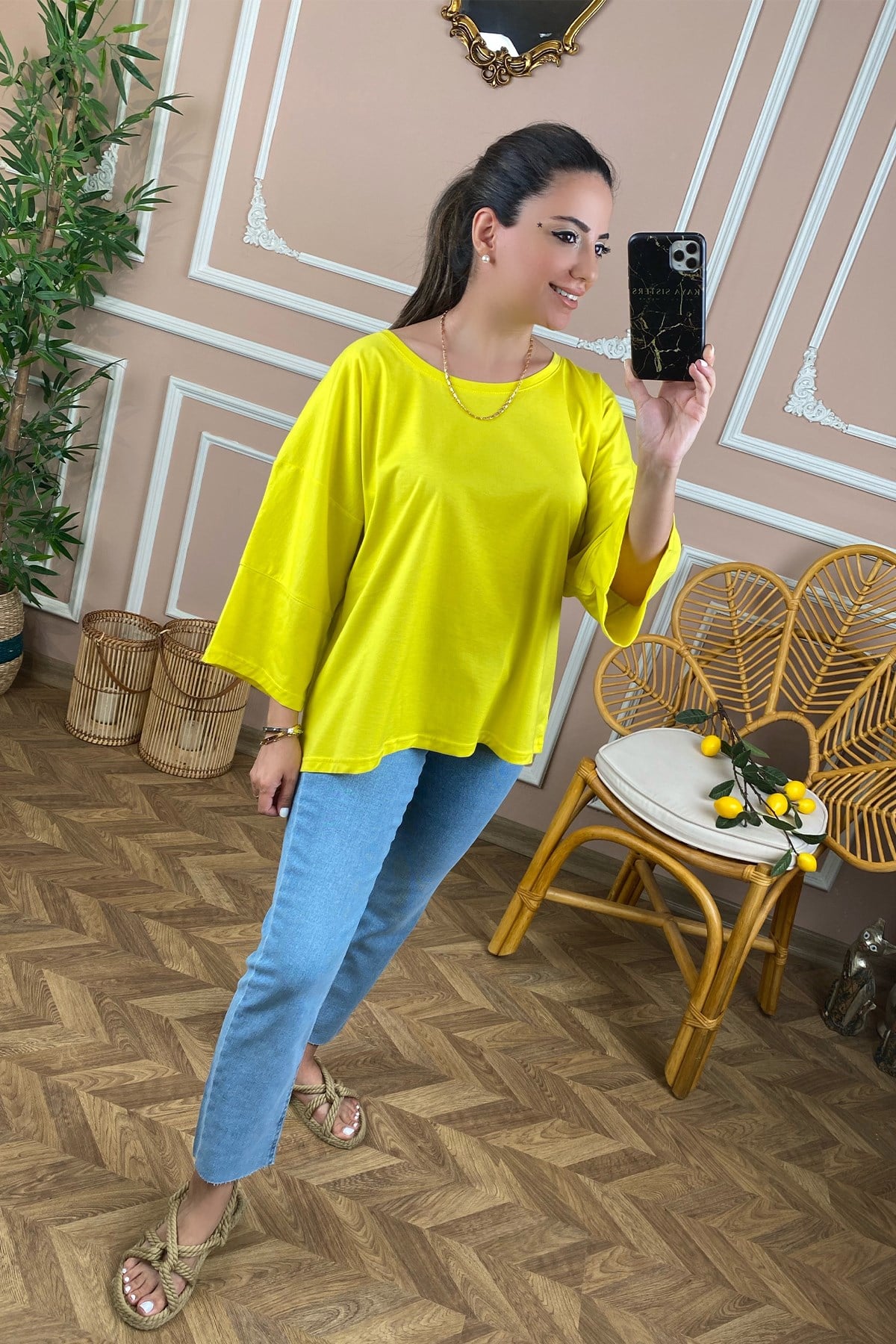 Sarı Basic Salaş Tshirt
