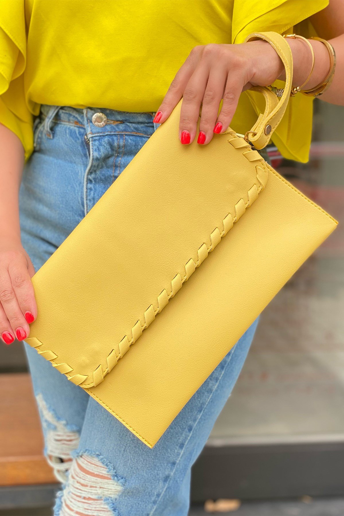 Sarı Clutch Çanta