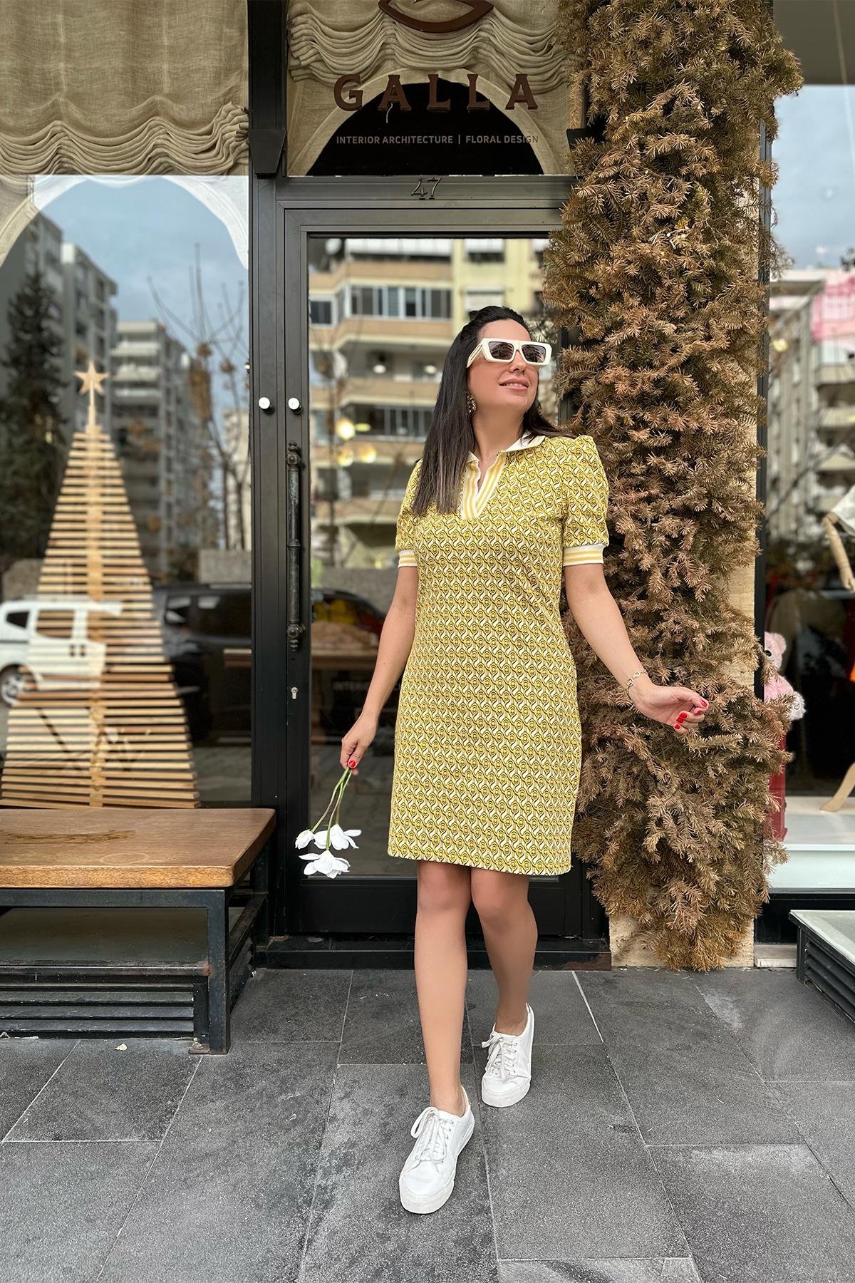 Sarı Polo Yaka Elbise