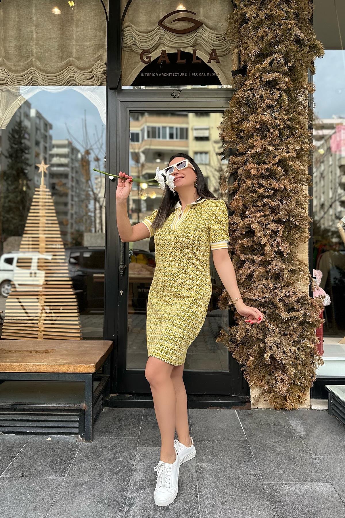 Sarı Polo Yaka Elbise