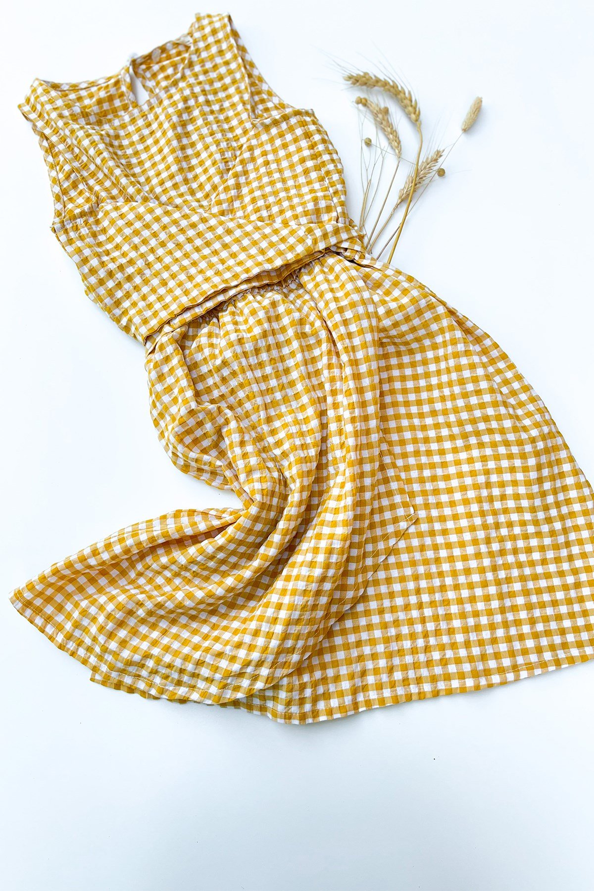 Sarı Pötikareli Elbise