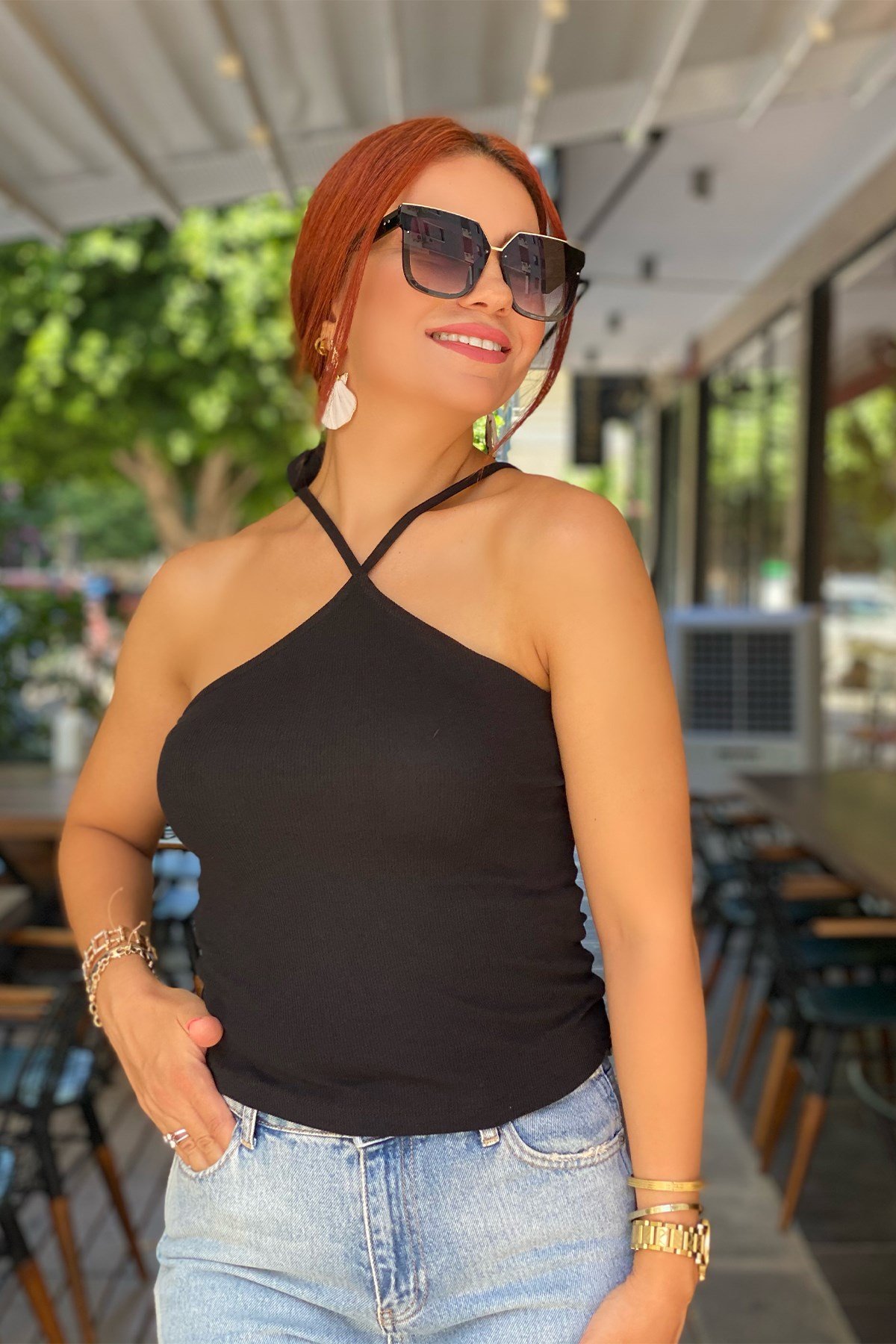Siyah Askılı Fitilli Atlet