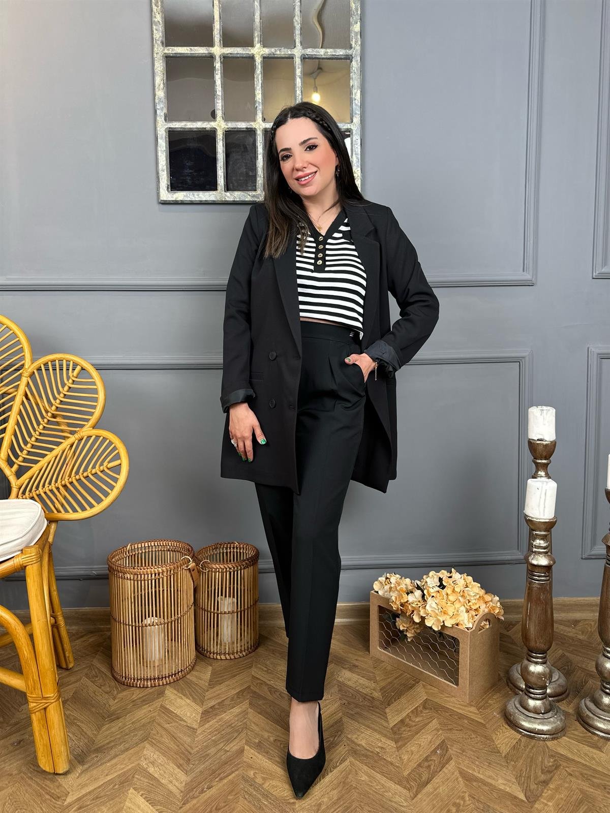 Siyah Boyfriend Blazer Ceket