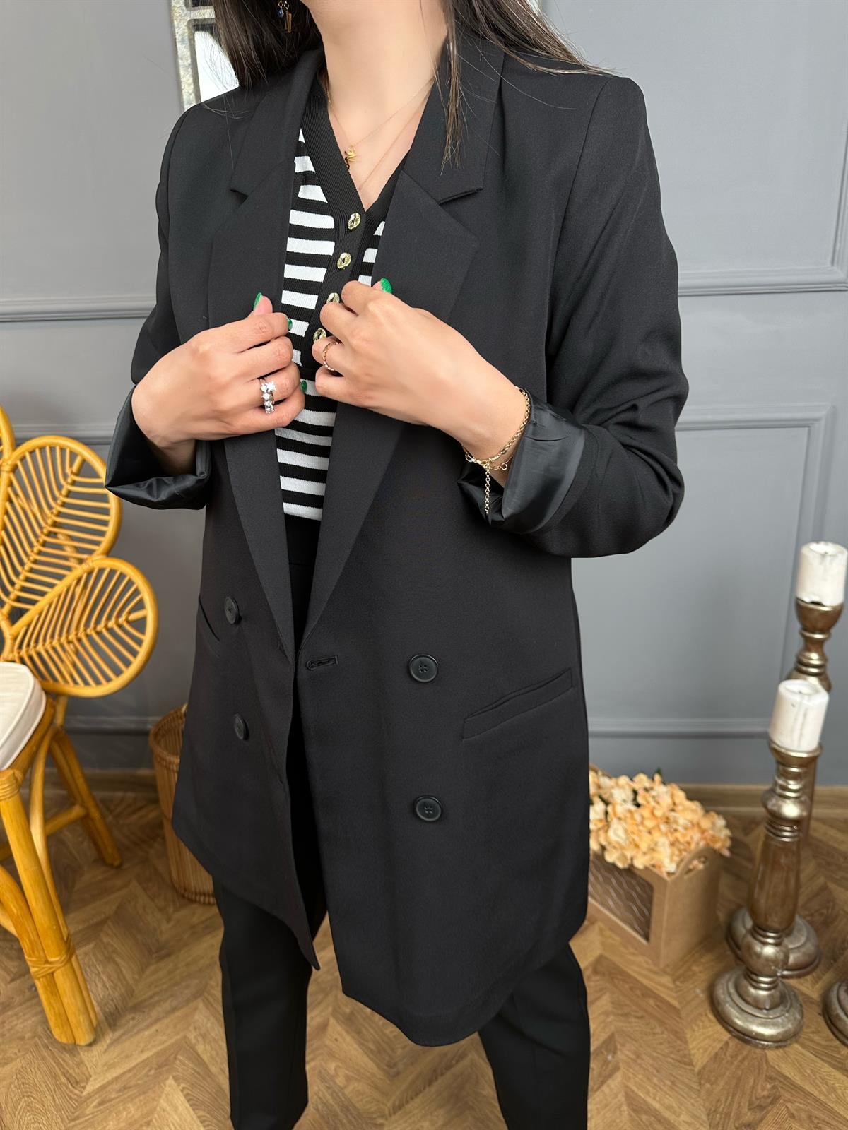 Siyah Boyfriend Blazer Ceket