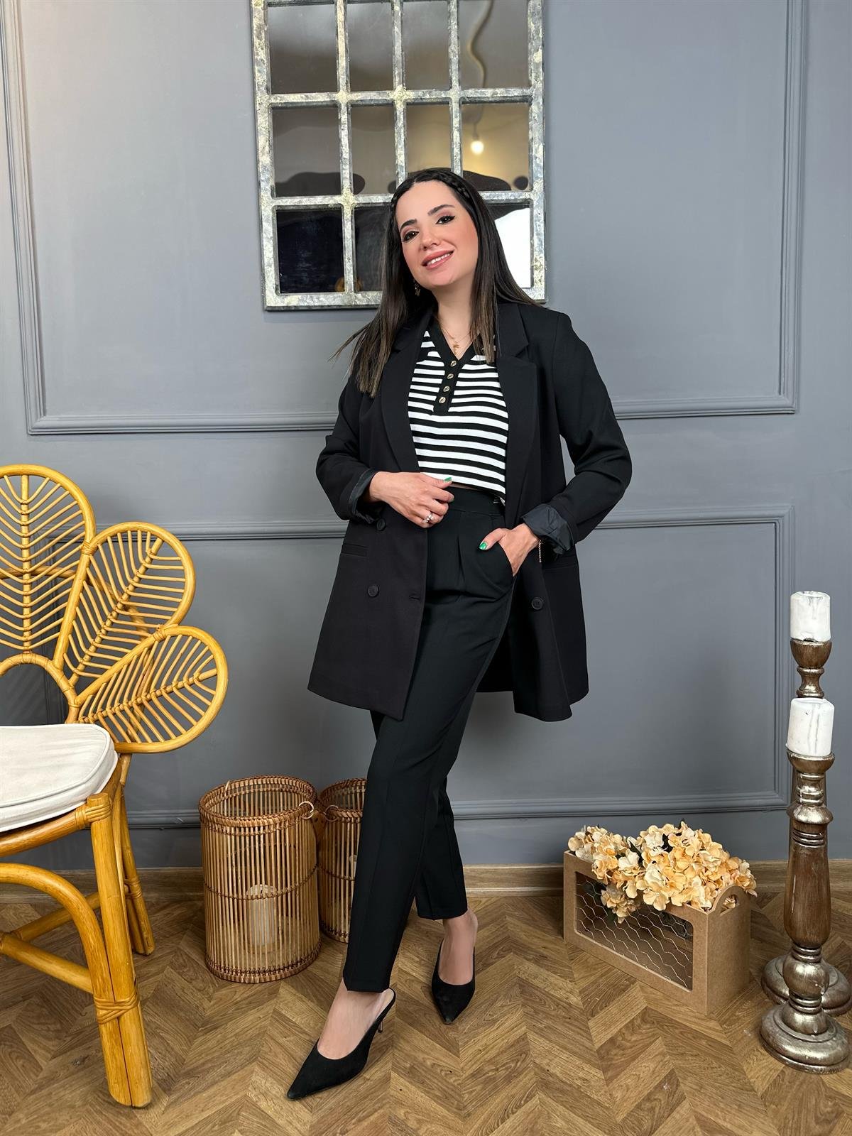 Siyah Boyfriend Blazer Ceket