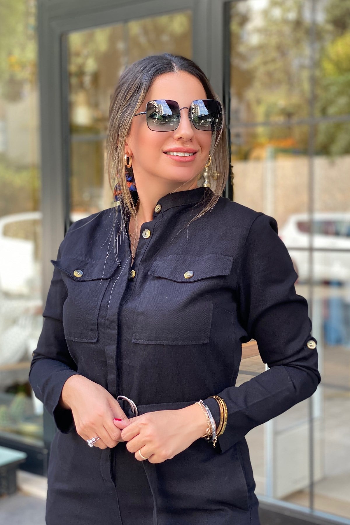 Siyah Cepli Kemerli Uzun Tulum