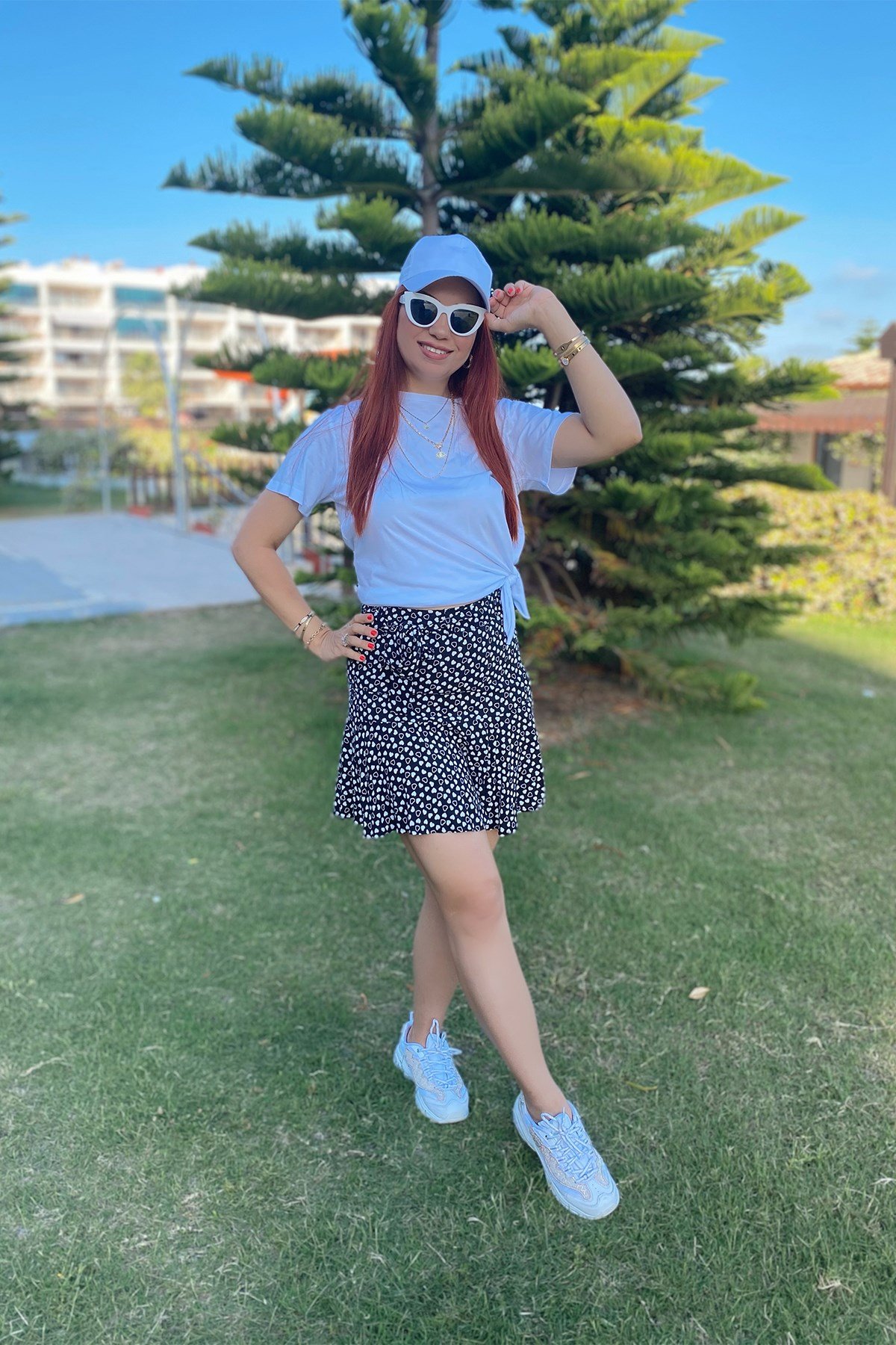 Siyah Çıtır Desen Kısa Etek