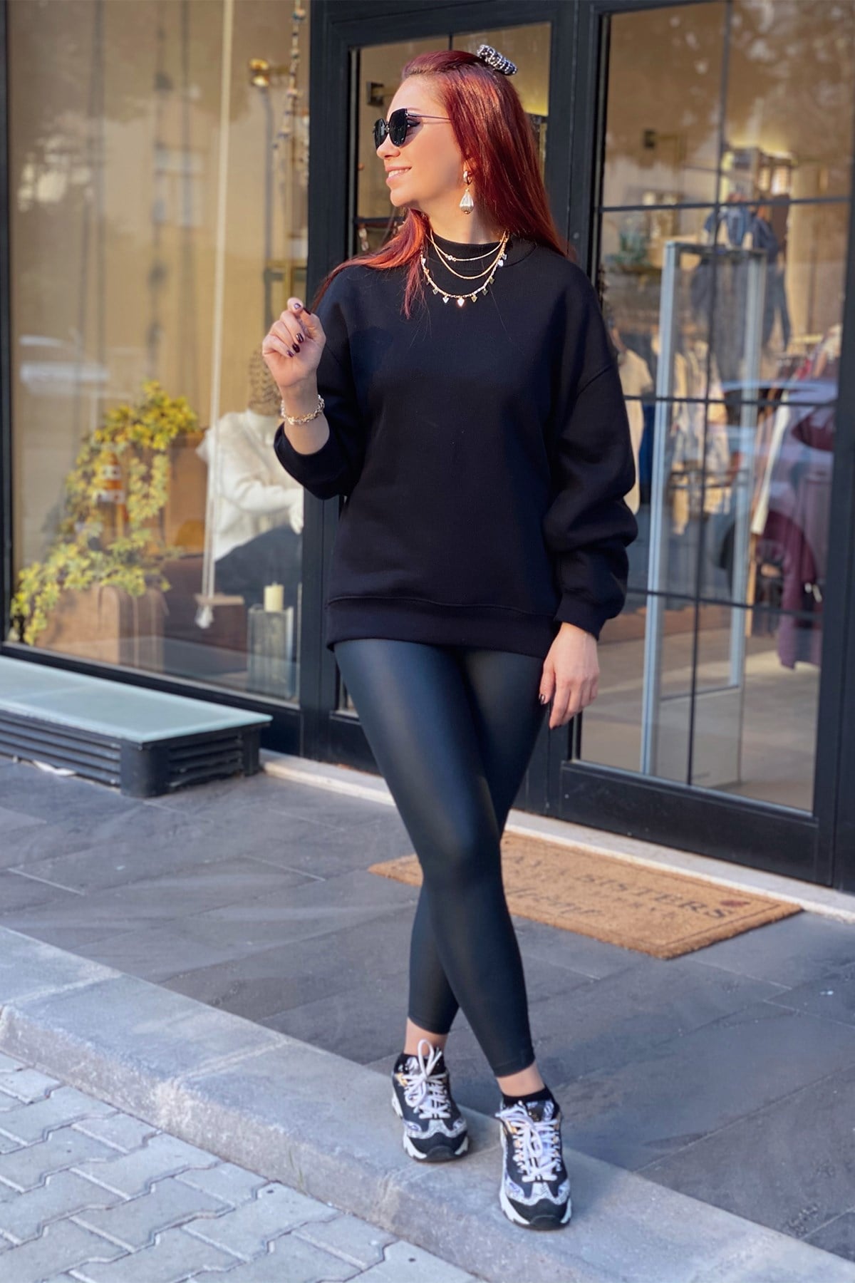Siyah Düz Sweatshirt