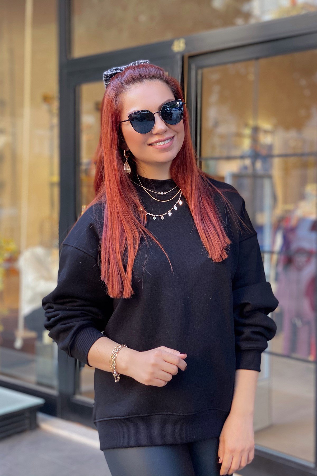 Siyah Düz Sweatshirt