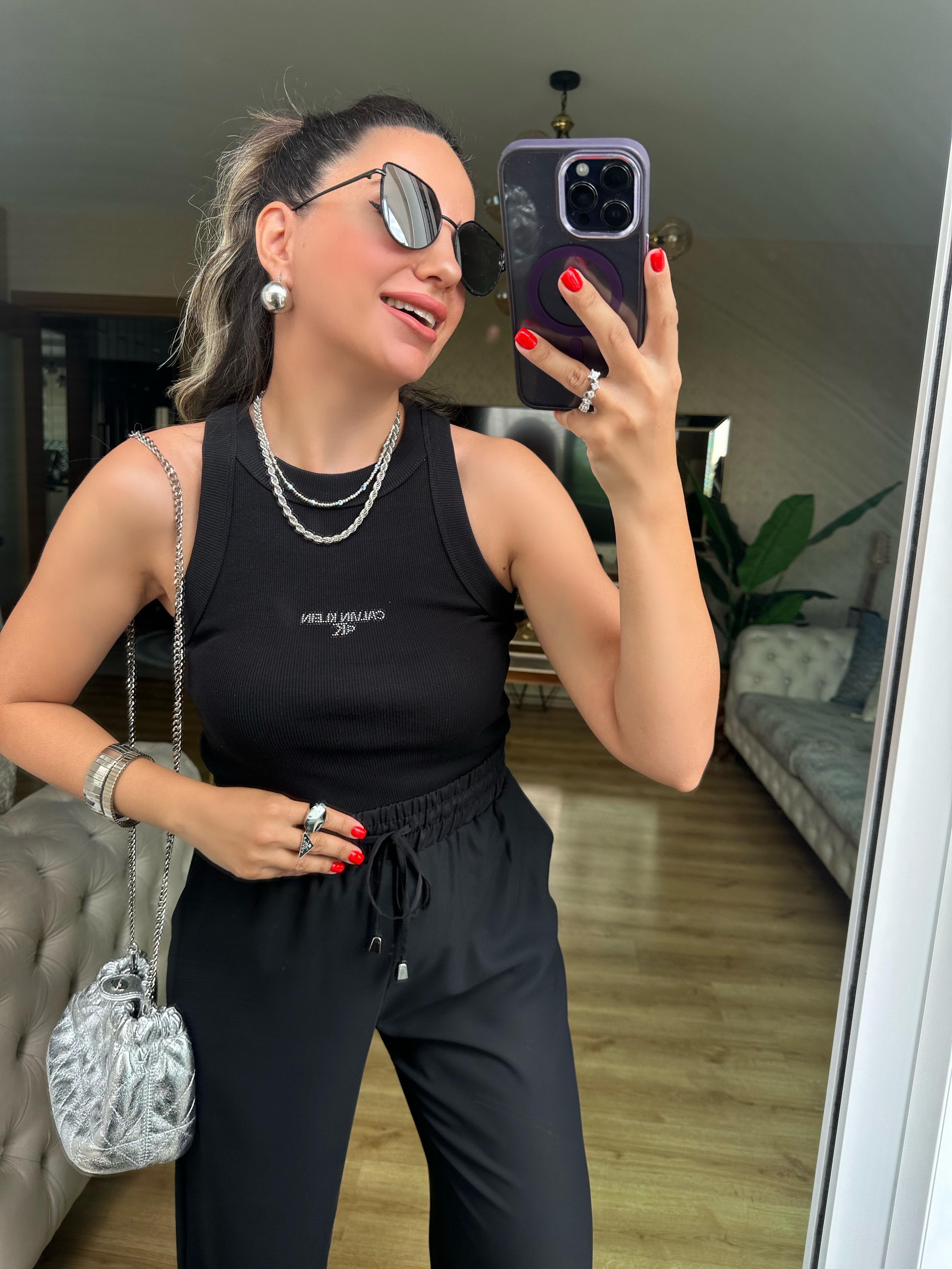 Siyah Kalın Askılı Ck Atlet Bluz