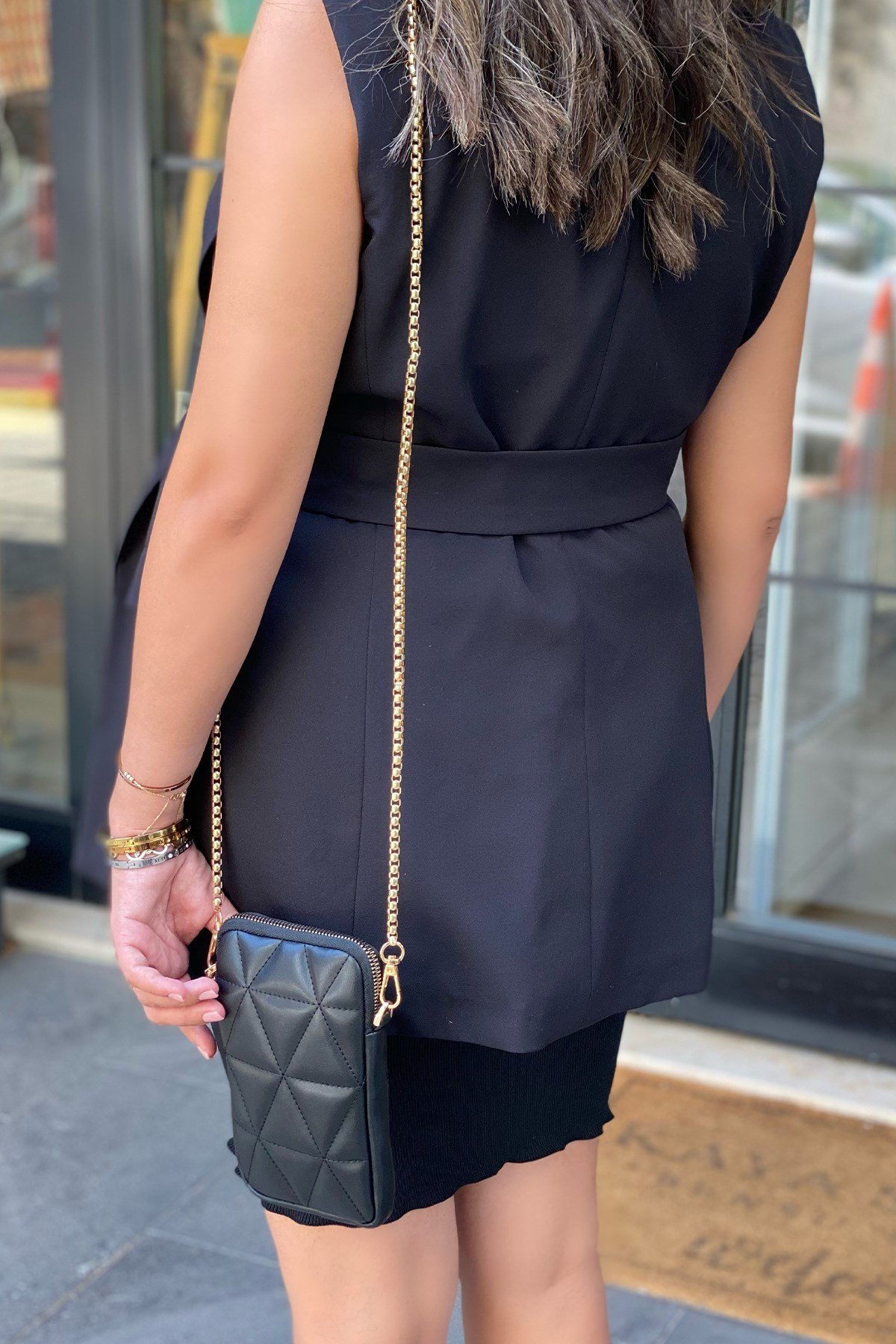 Siyah Küçük Zincirli Telefon Çantası