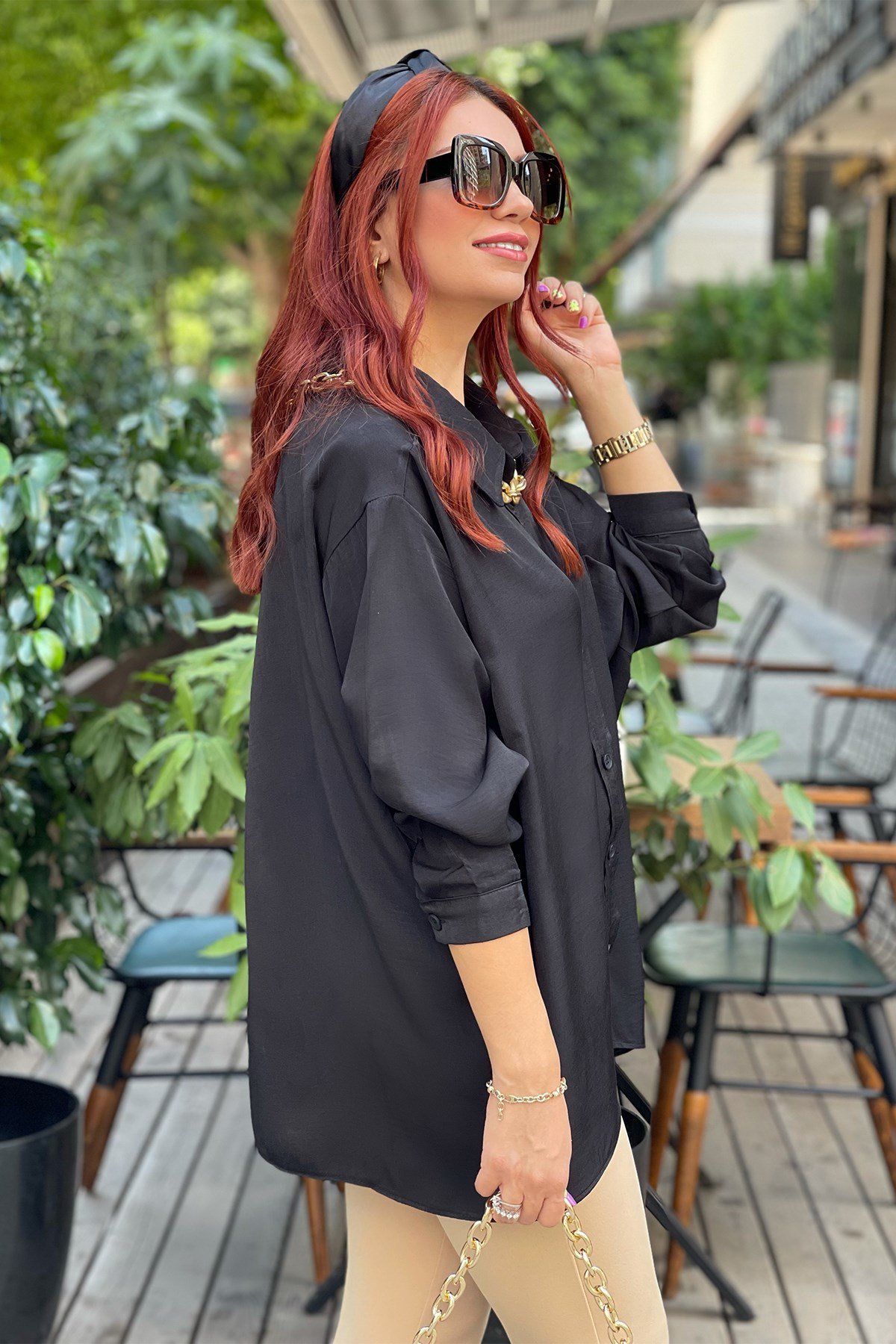 Siyah Oversize Gömlek