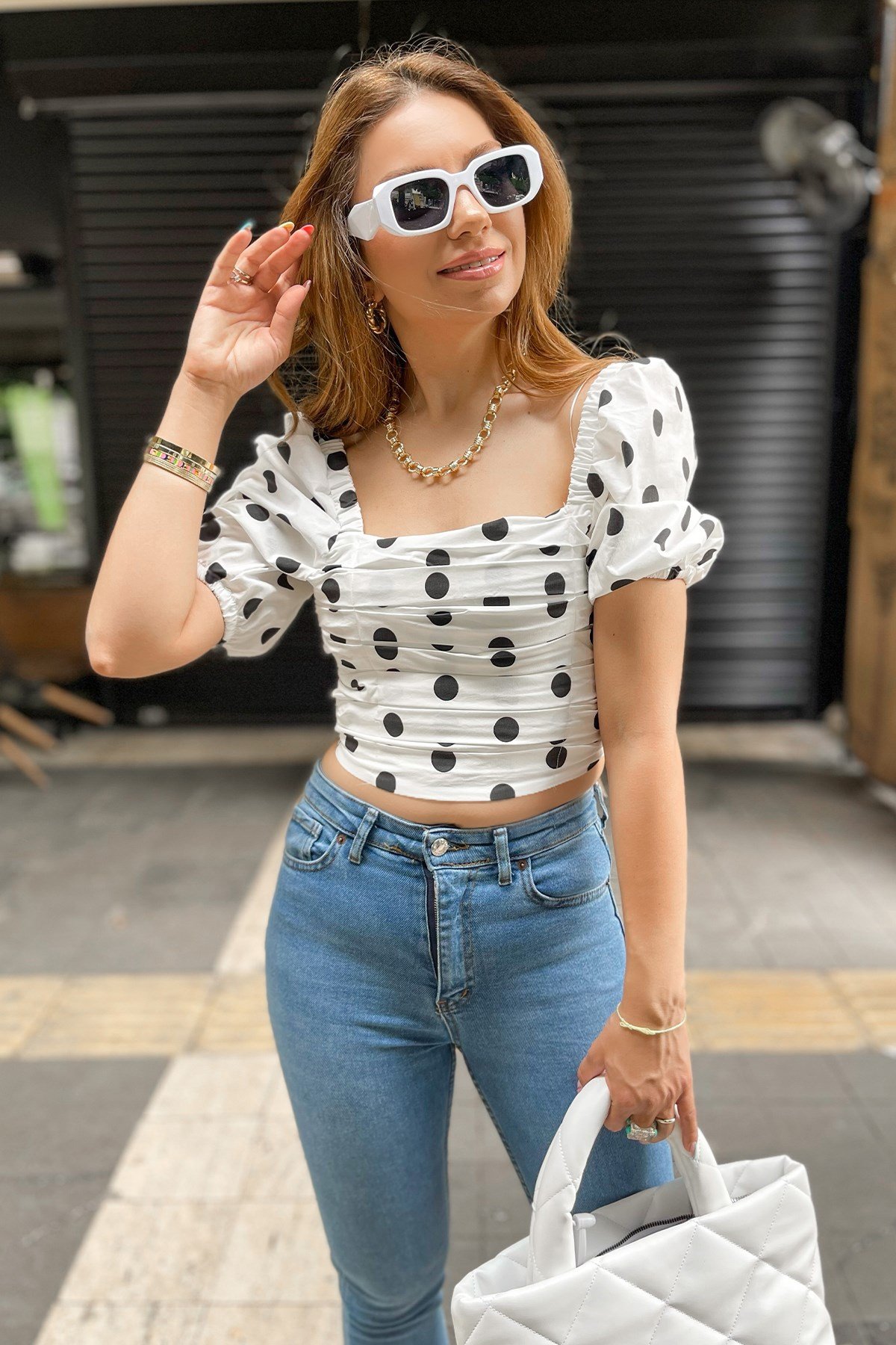 Siyah Puanlı Bluz 