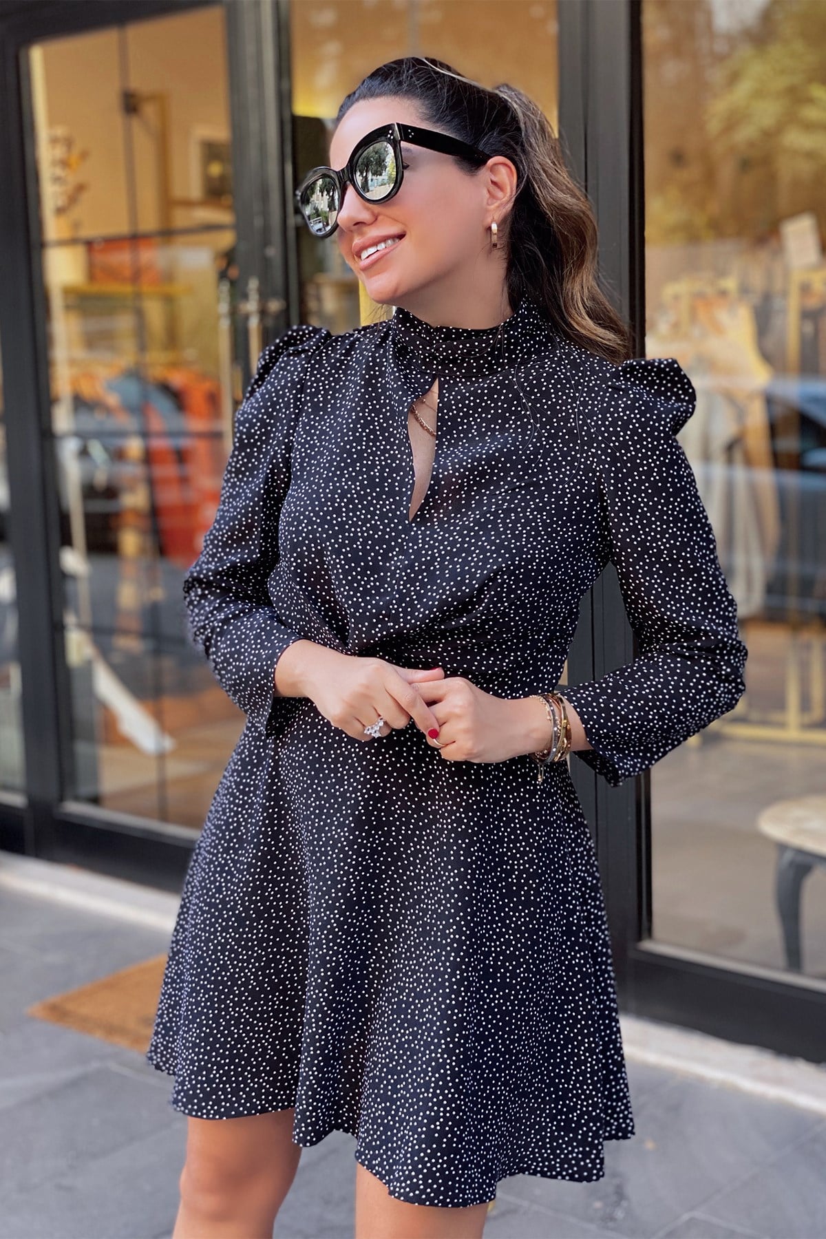 Siyah Puantiyeli Elbise