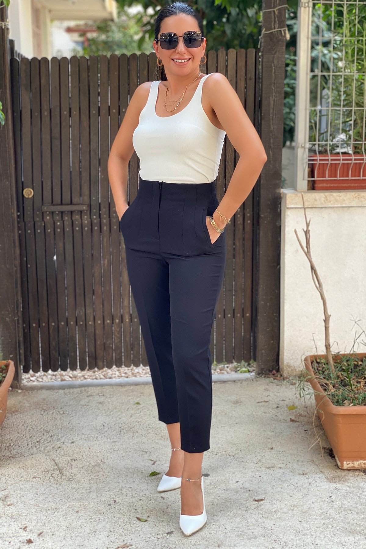 Siyah Yüksek Bel Havuç Pantolon