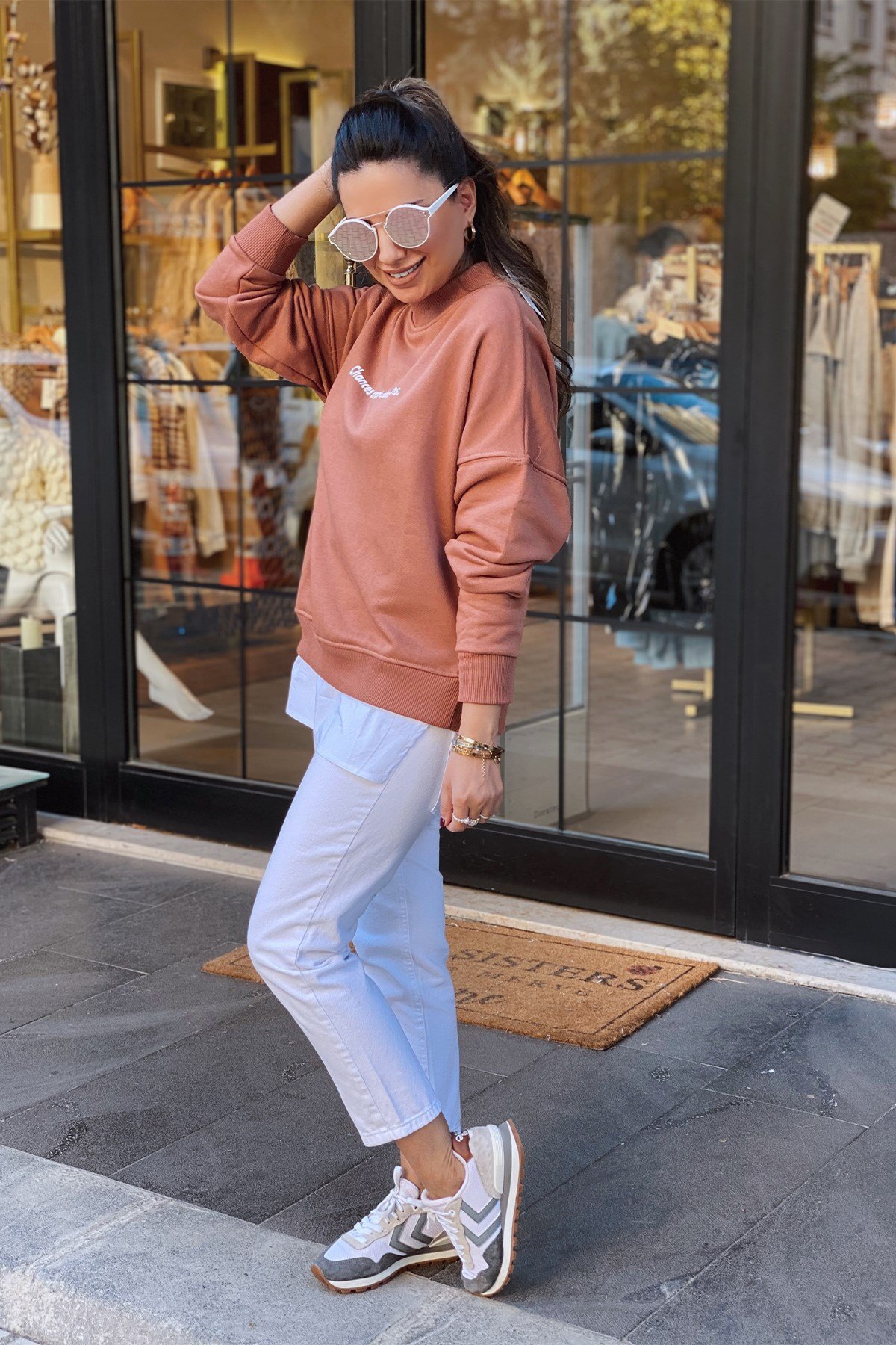 Taba Altı Gömlek Detaylı Sweatshirt