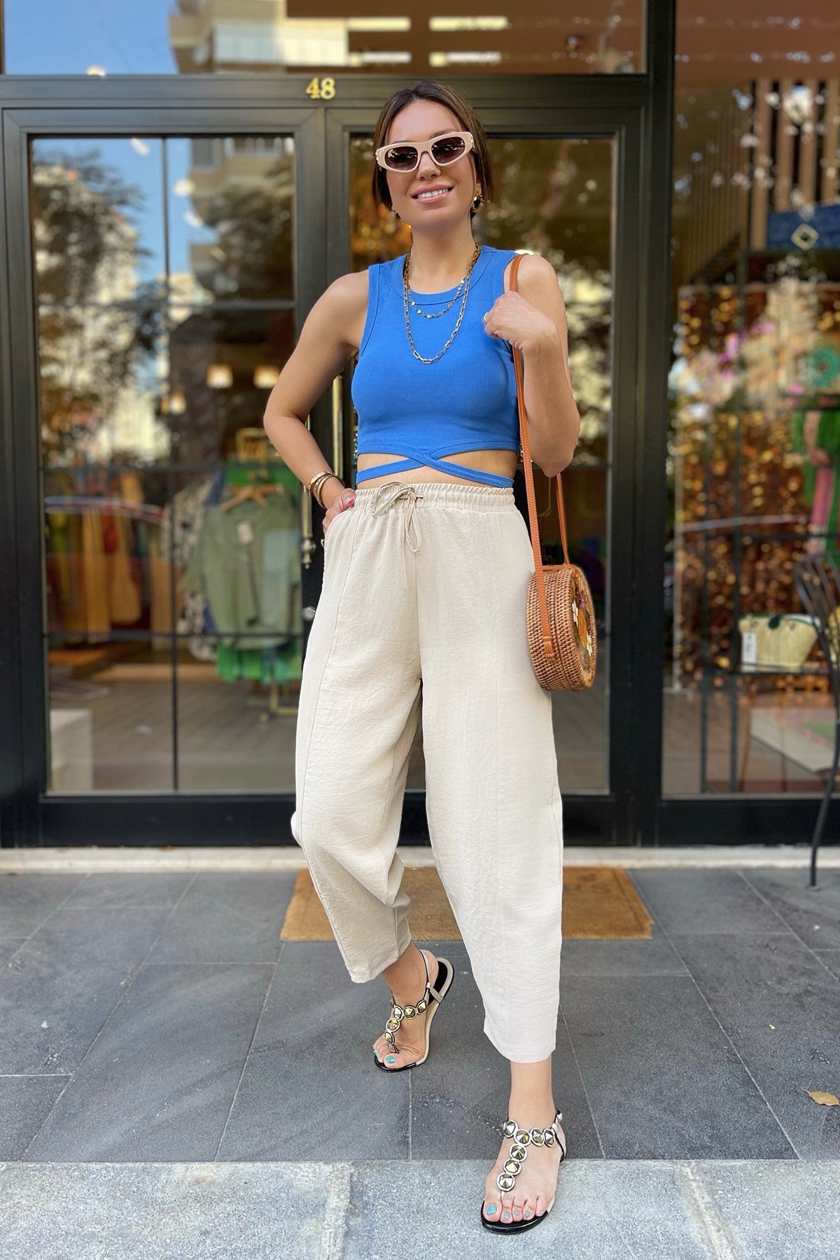 Taş Rengi Salaş Pantolon