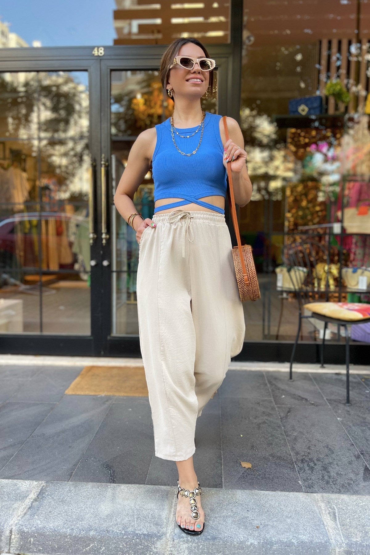 Taş Rengi Salaş Pantolon